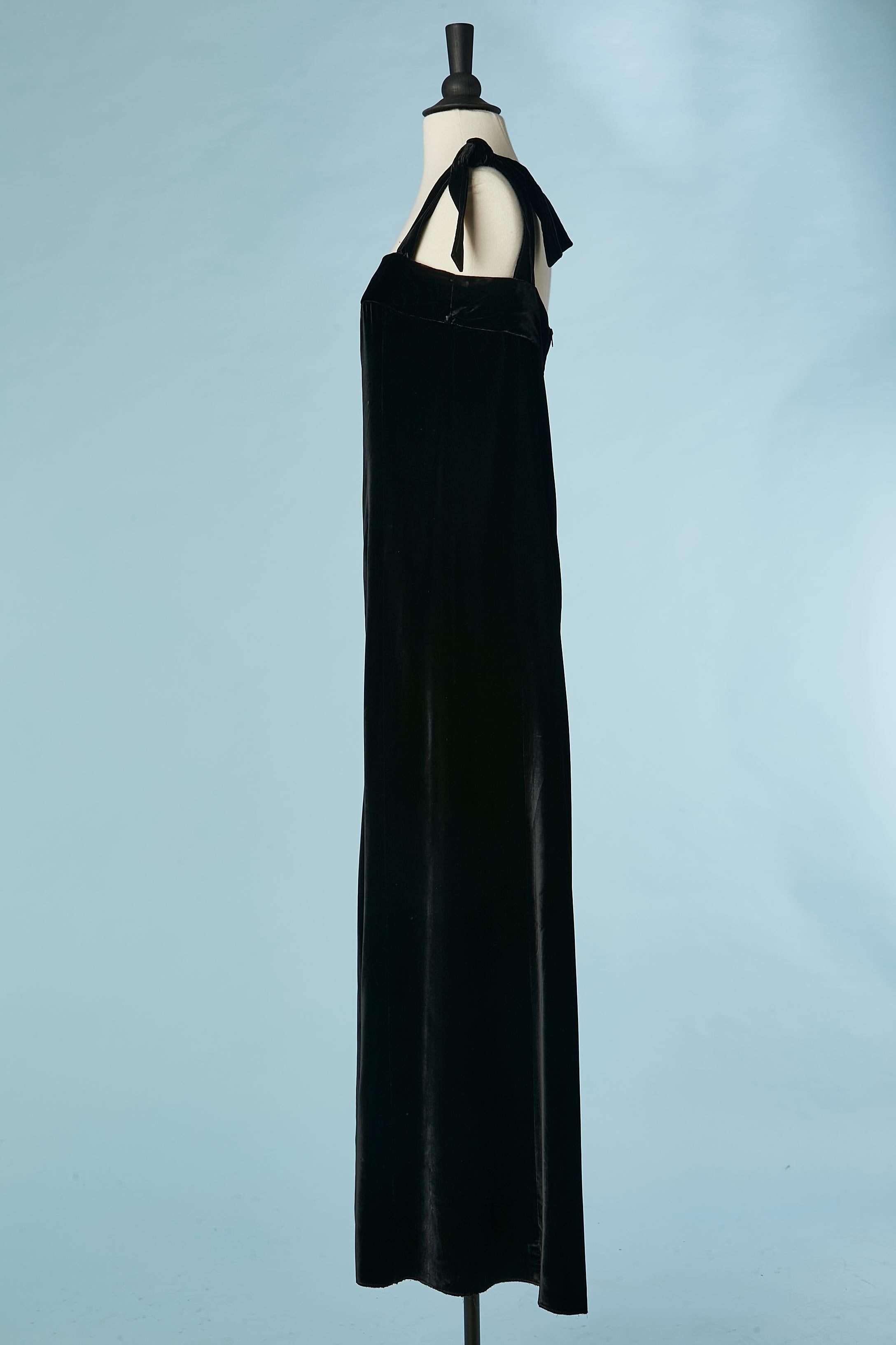 Women's Black velvet sleeveless evening dress Christian Dior Circa 1980's