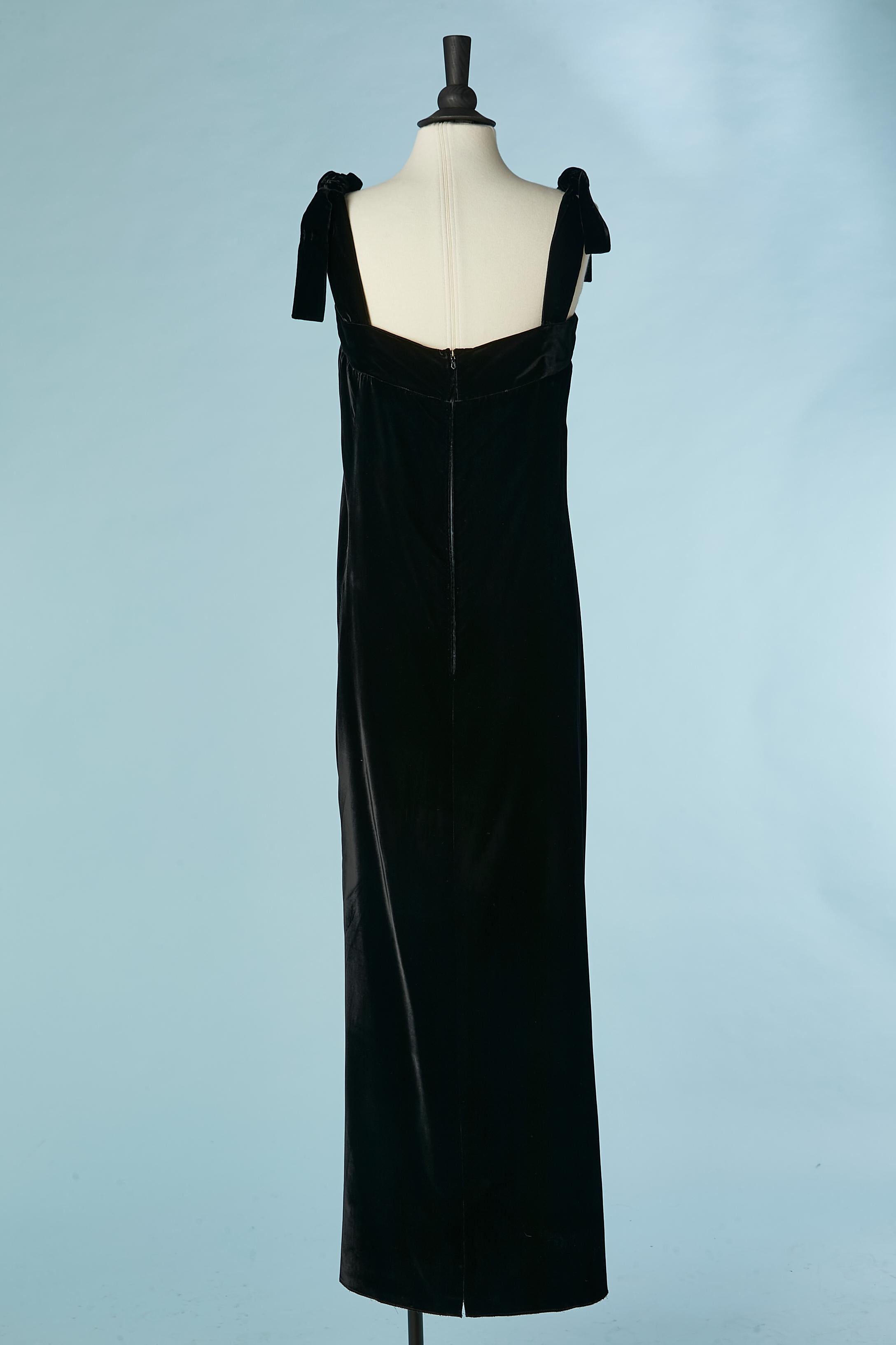 Black velvet sleeveless evening dress Christian Dior Circa 1980's 1