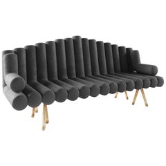 Black Velvet Sofa With Brass Legs