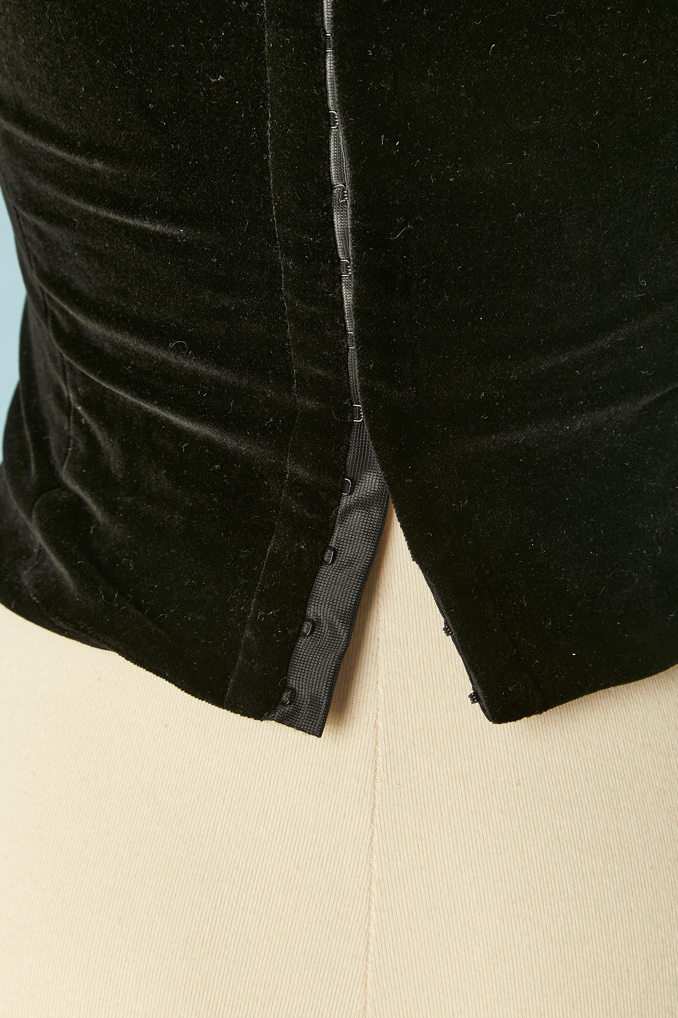 Schwarzes Samtoberteil mit drapierter Büste aus Seidenchiffon von Chantal Thomass, ca. 1990er Jahre im Angebot 1