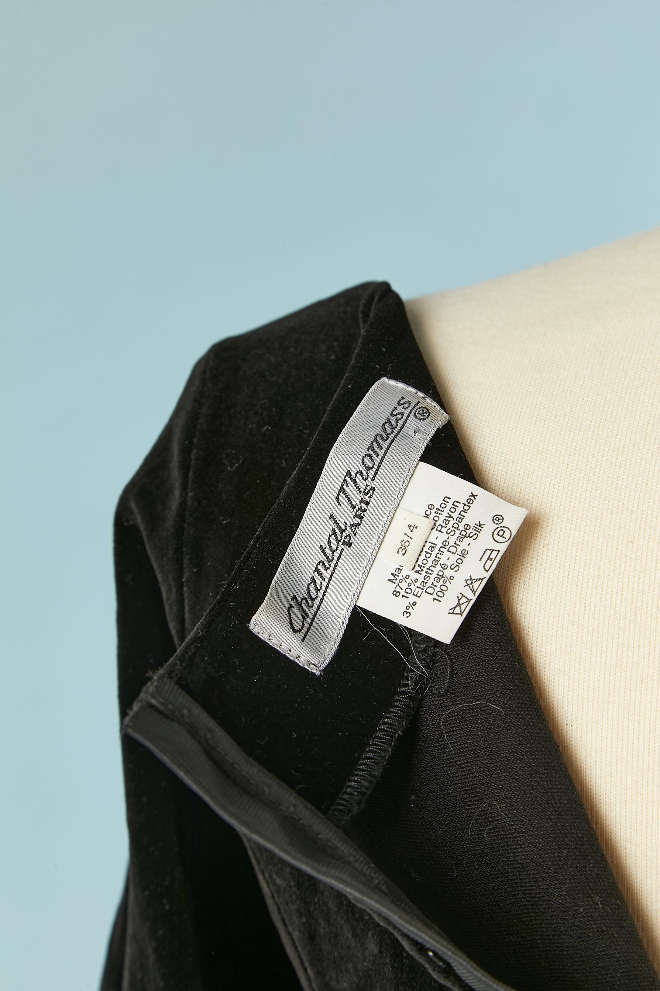 Schwarzes Samtoberteil mit drapierter Büste aus Seidenchiffon von Chantal Thomass, ca. 1990er Jahre im Angebot 2