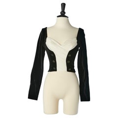 Black velvet top with silk chiffon draped bust Chantal Thomass Circa 1990's