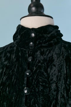 Chaleco de terciopelo negro con borde de flecos de cuentas CHANTAL THOMASS