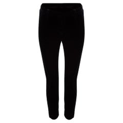 Black Velvet Zipped Cuff Trousers Size XS