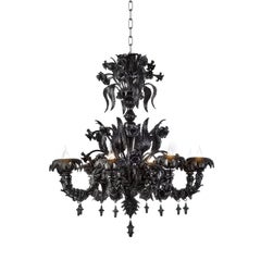 Schwarzes venezianisches Glas Kronleuchter venezianischen Stil