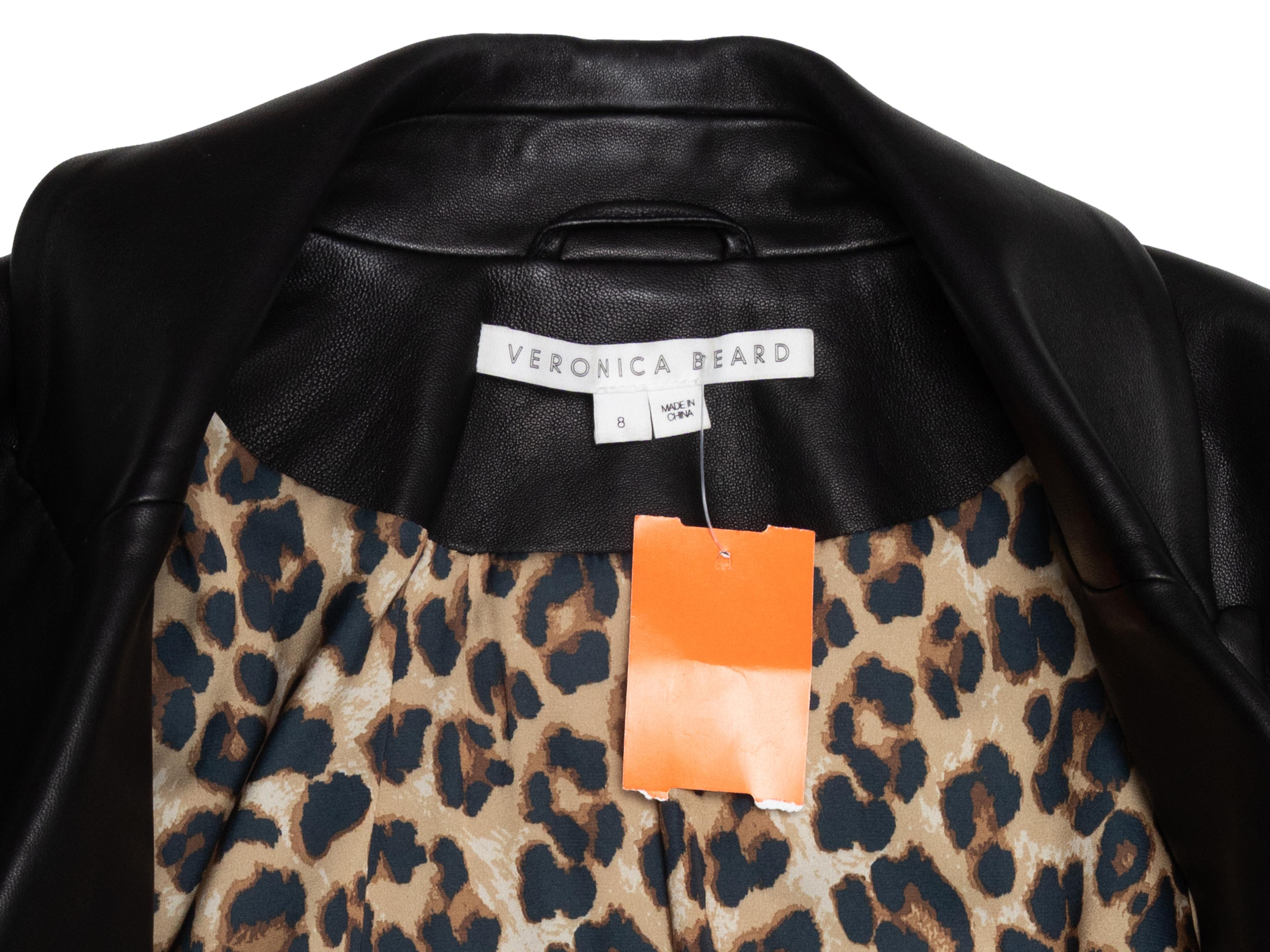 Blazer en cuir noir Veronica Beard à double boutonnage Taille 8 en vente 1