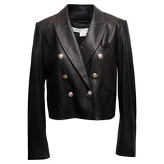 Blazer en cuir noir Veronica Beard à double boutonnage Taille 8