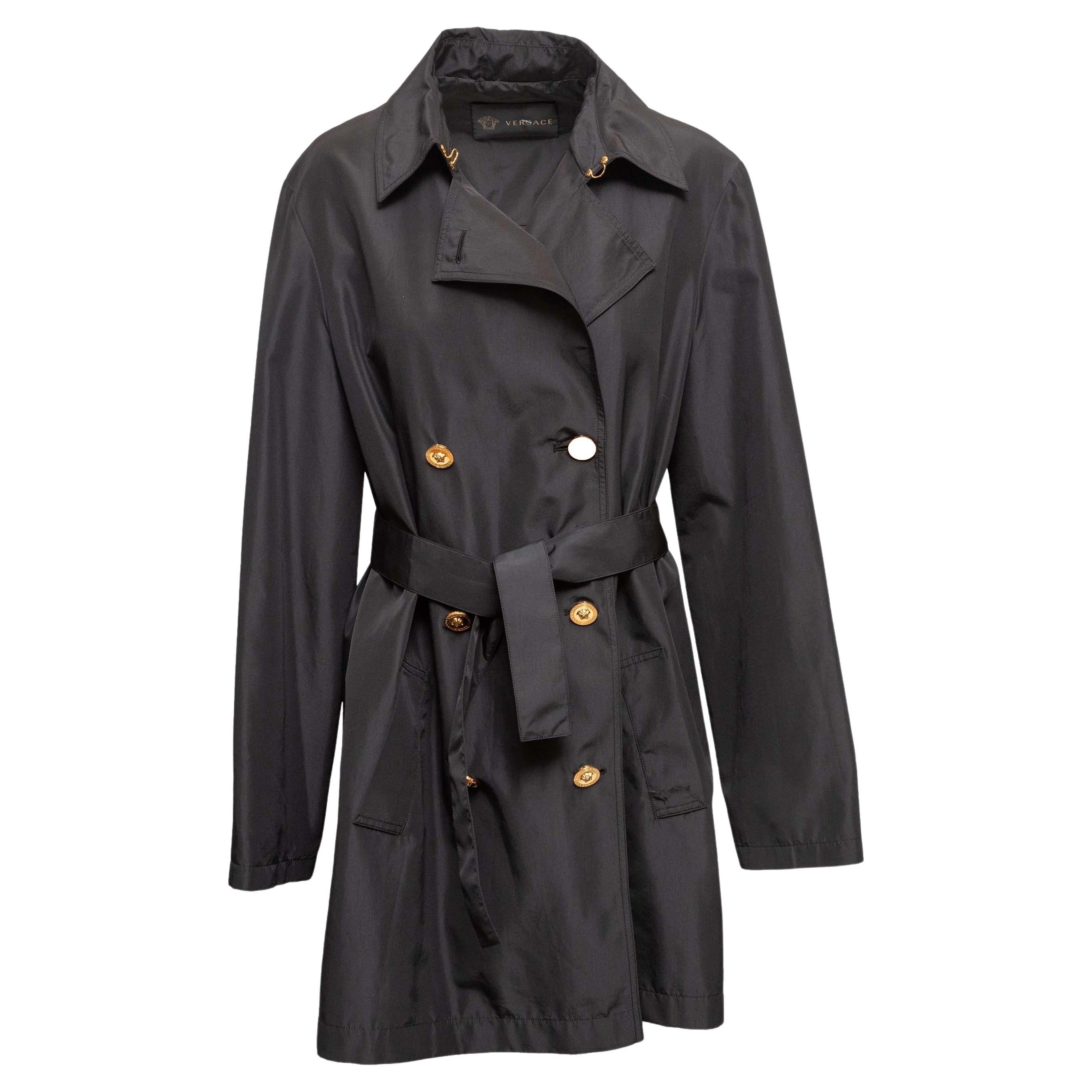 Black Versace Double-Breasted Trench Coat