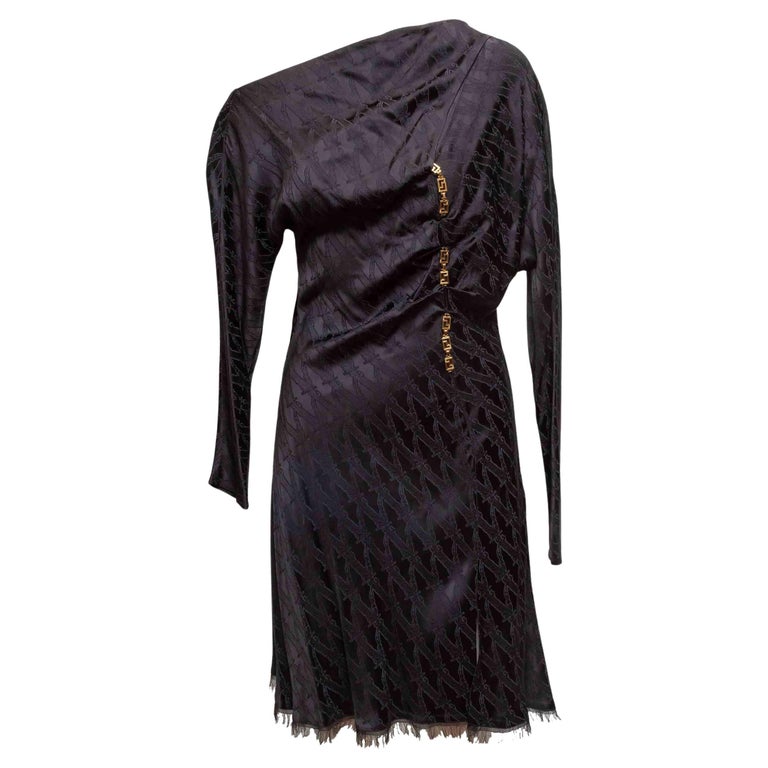 Black Versace Fall/Winter 2019 Jacquard Long Sleeve Dress Size IT 42 For  Sale at 1stDibs