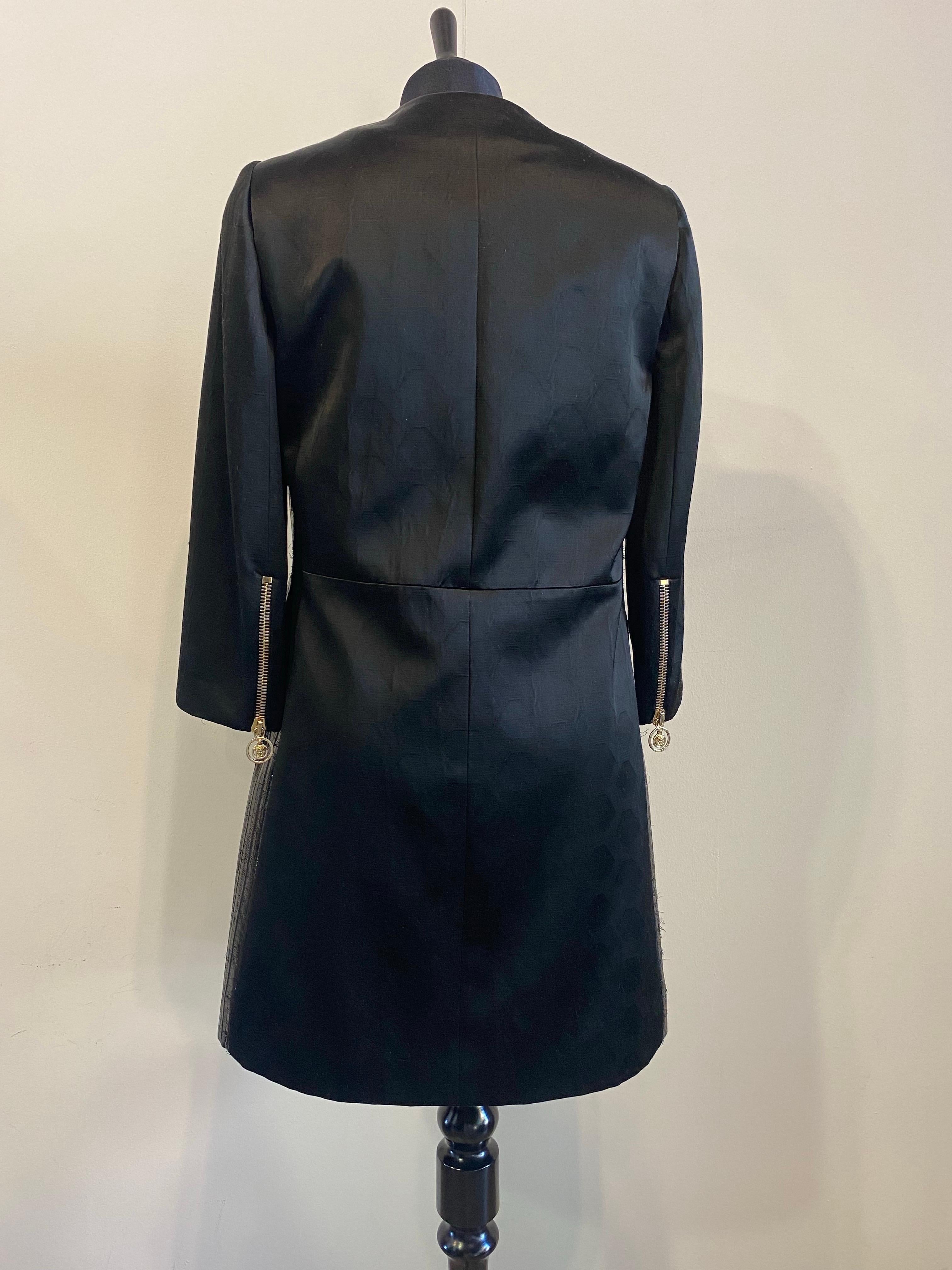 Black Versace pea coat For Sale 3