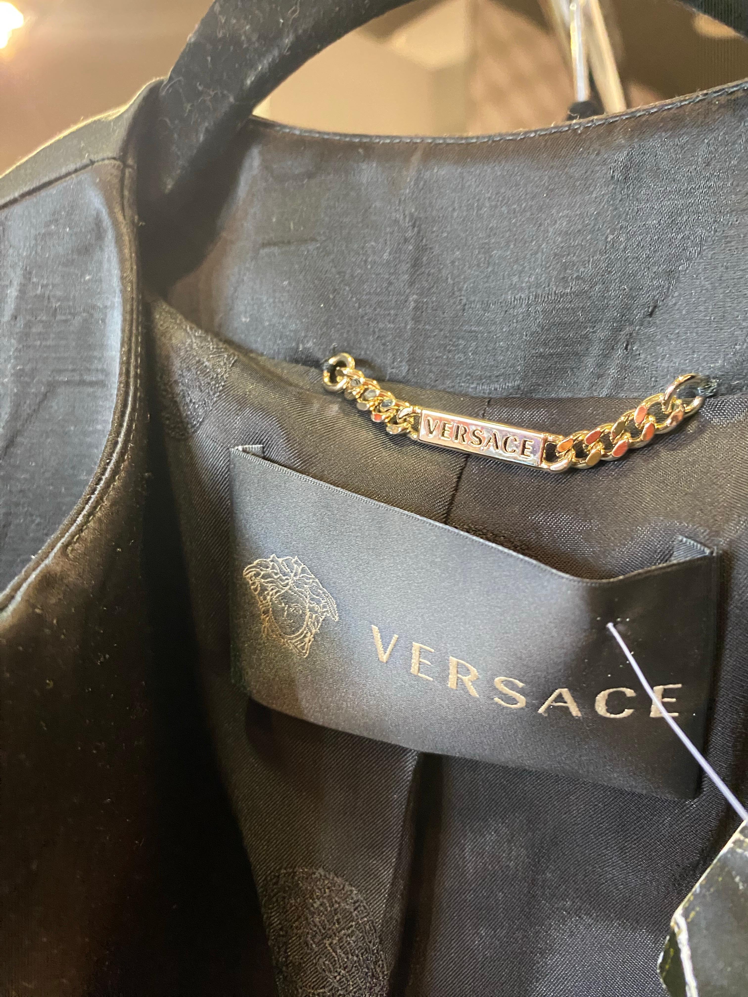 Black Versace pea coat For Sale 5