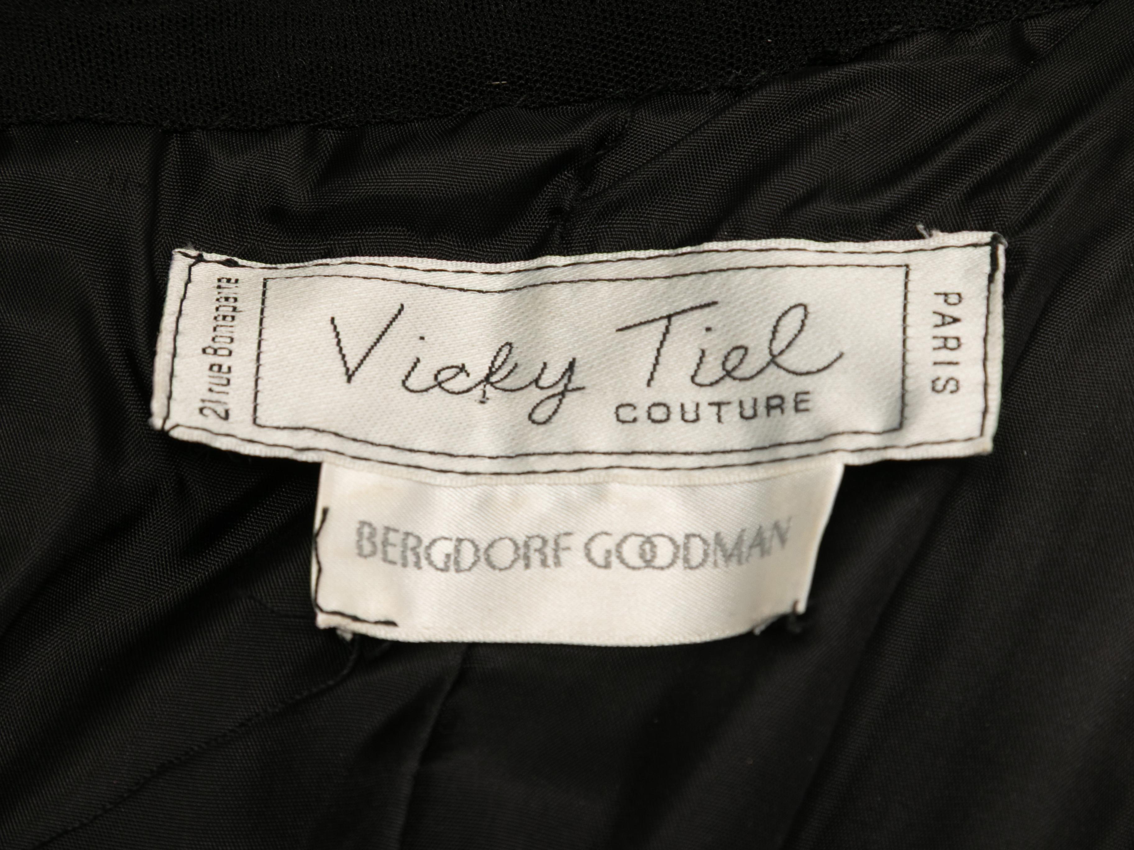 Vicky Tiel nero, vestito con maniche lunghe increspate, taglia US S In condizioni buone in vendita a New York, NY