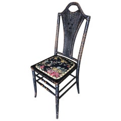 Black Victorian Southern Gothic Wicker Back Side Chair