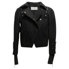 Schwarze Viktor & Rolf Moto-Jacke aus Wolle in Schwarz, Größe IT 40
