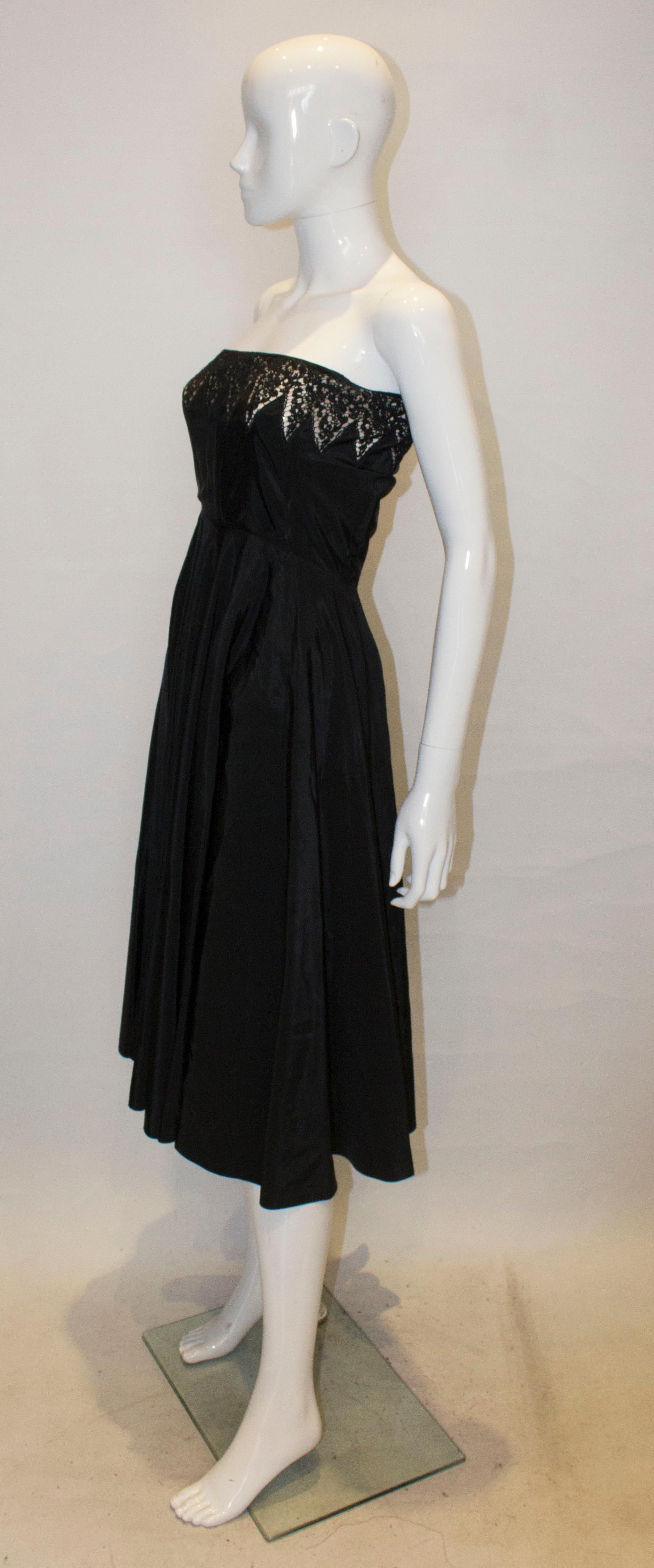 Women's Black Vintage 1950s Cocktail Dress For Sale