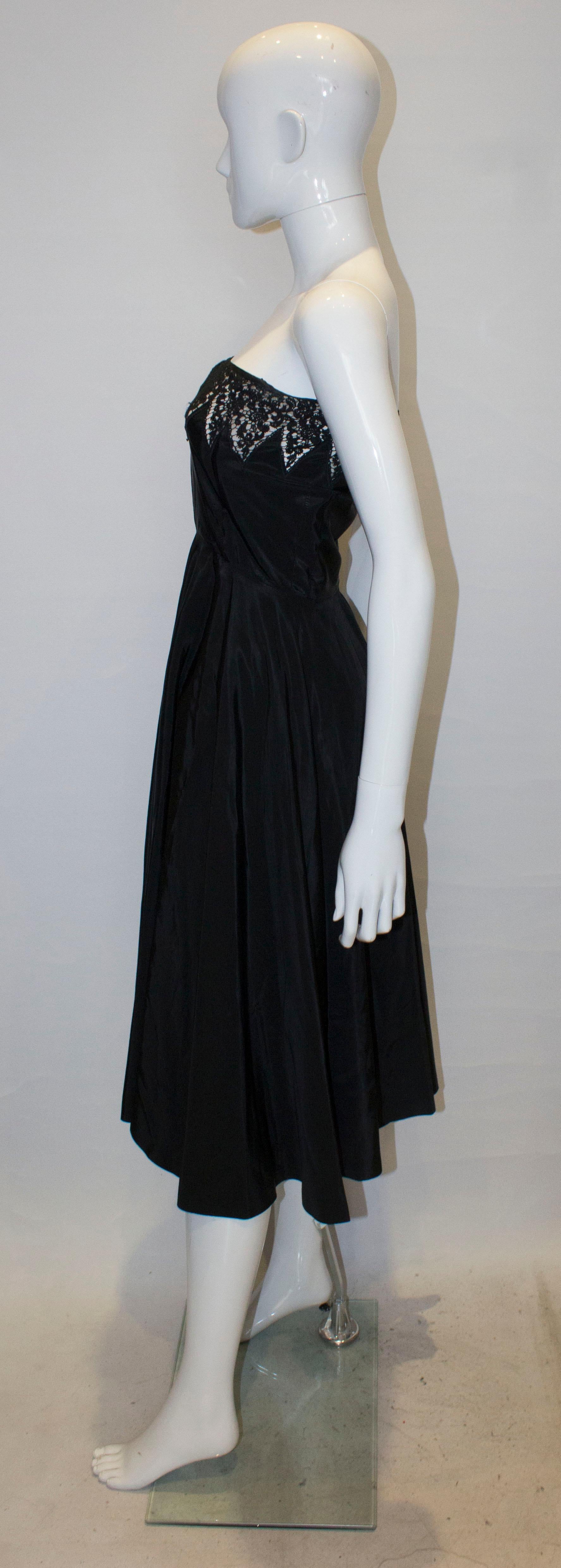 Black Vintage 1950s Cocktail Dress For Sale 1