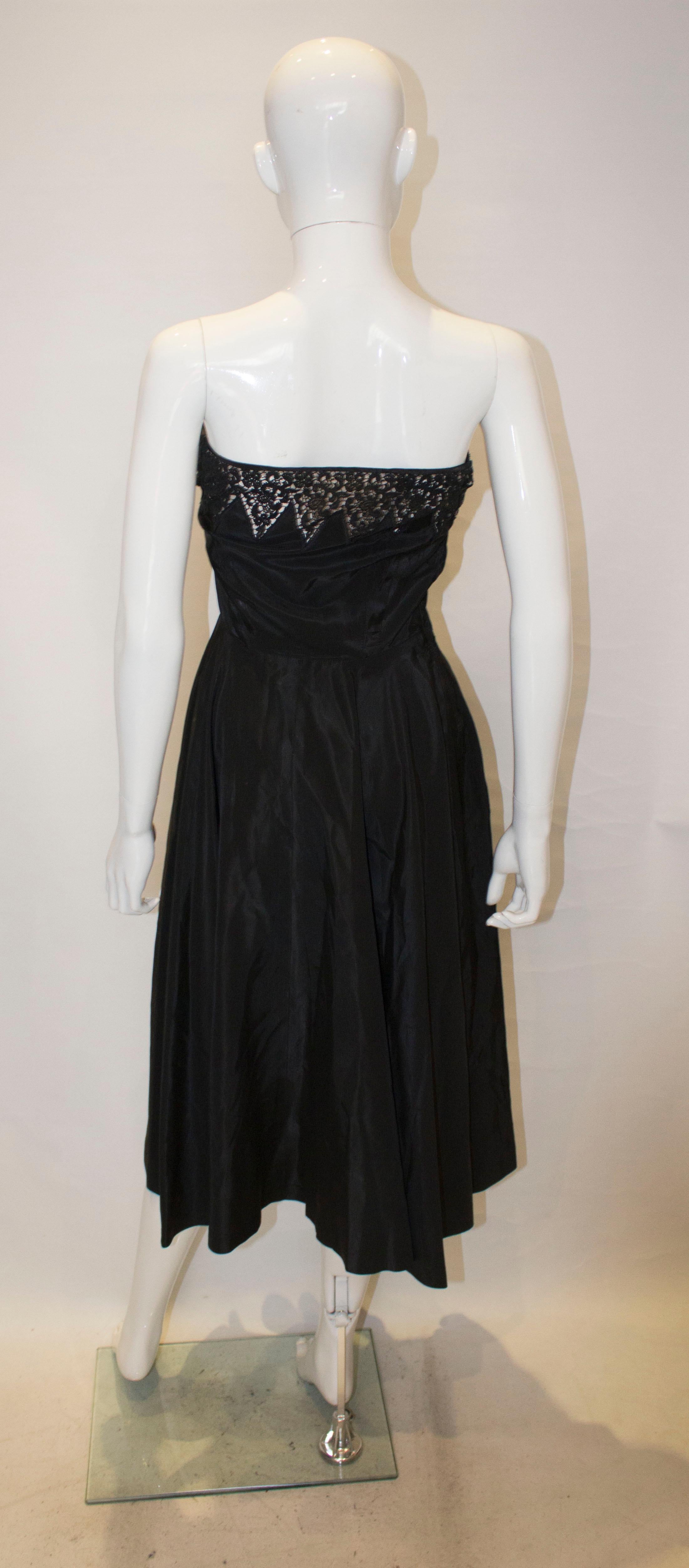 Black Vintage 1950s Cocktail Dress For Sale 2