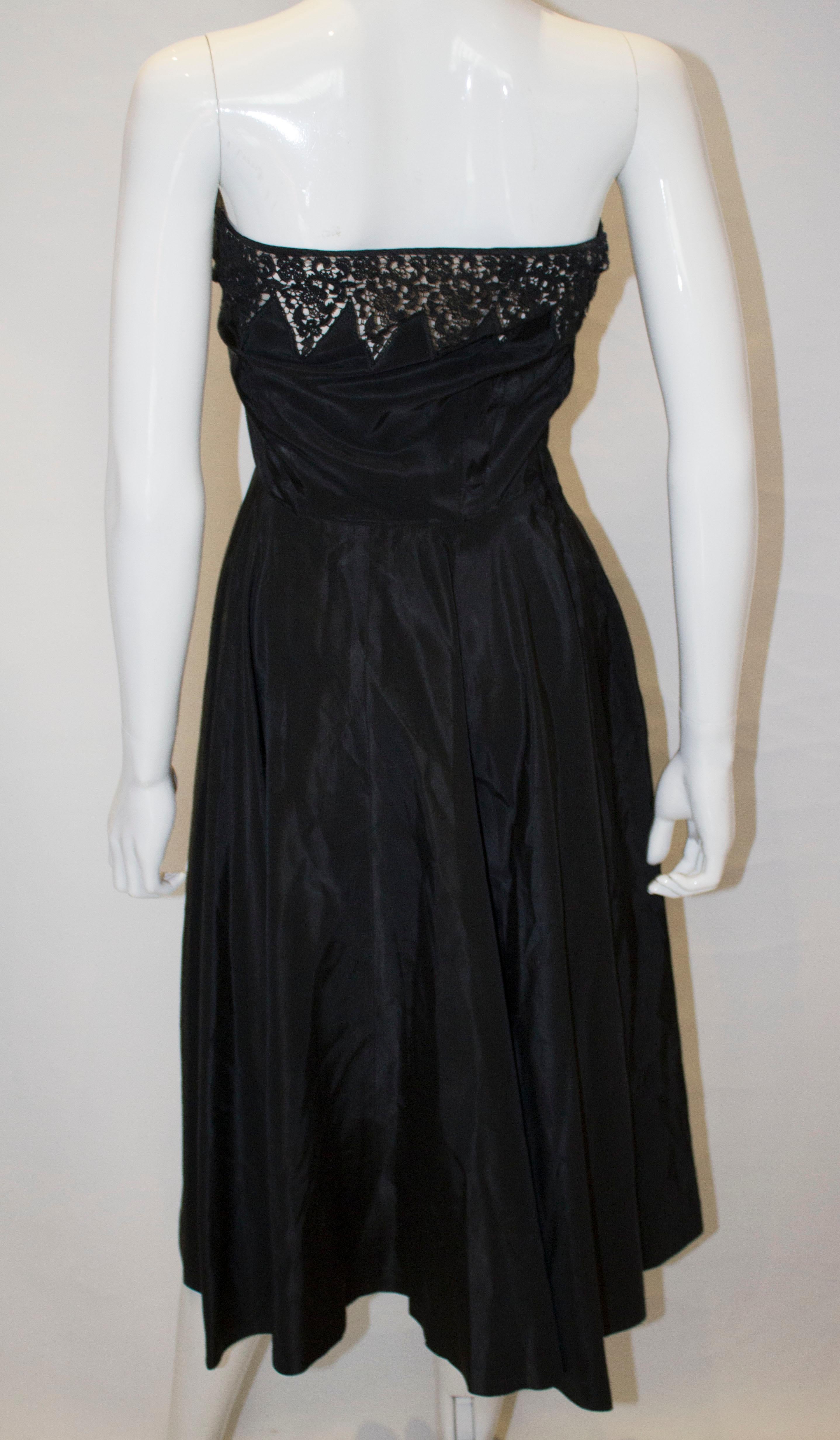 Black Vintage 1950s Cocktail Dress For Sale 3