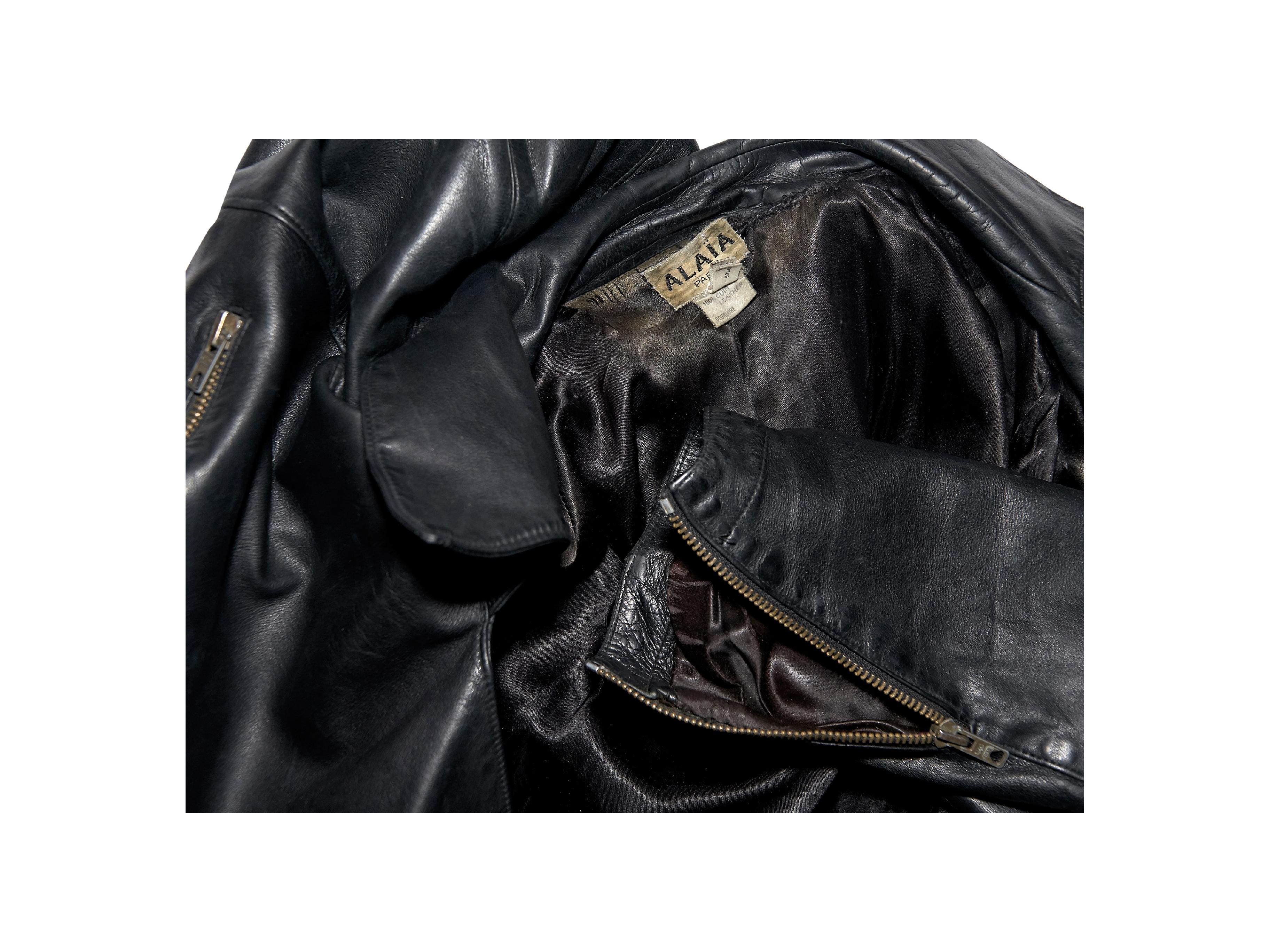 Women's Black Vintage Alaia Asymmetrical Leather Jacket