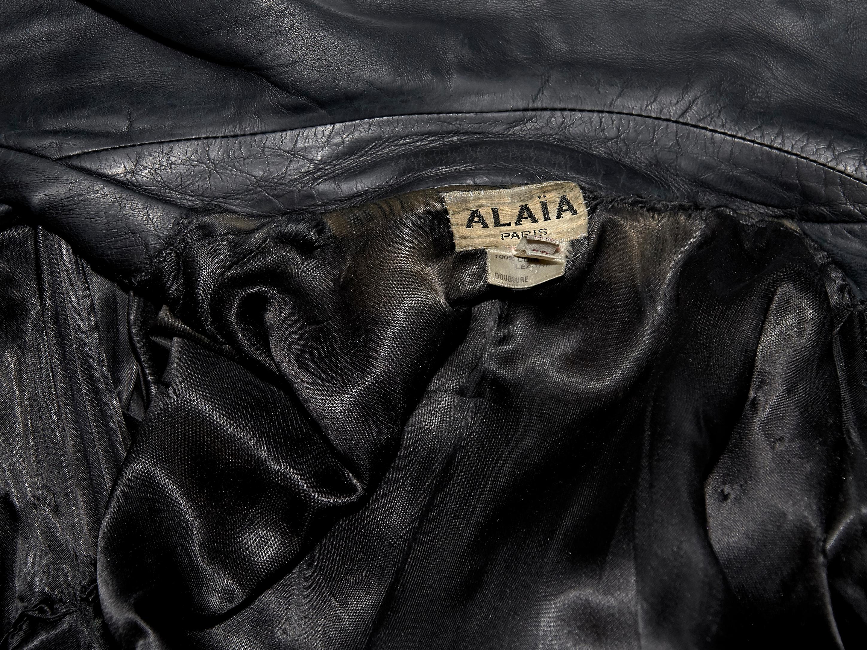 Black Vintage Alaia Asymmetrical Leather Jacket 1