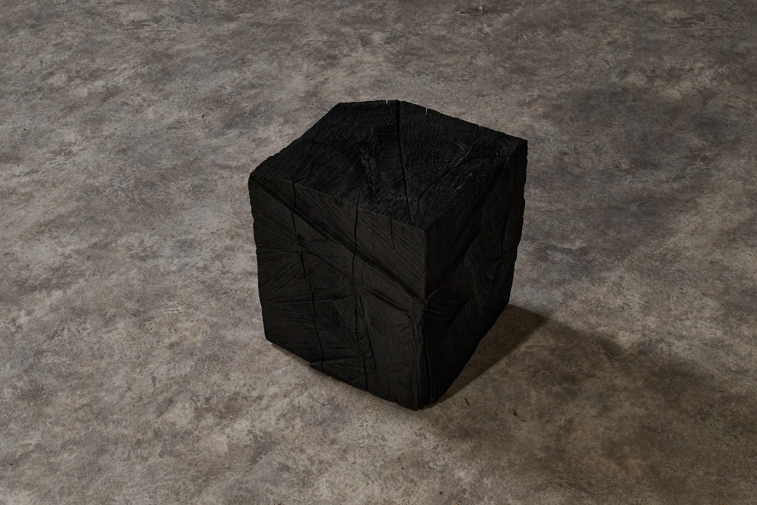 Moldovan Set of Two Black Vintage Brutalist Style Coffee Tables in Solid Wood For Sale