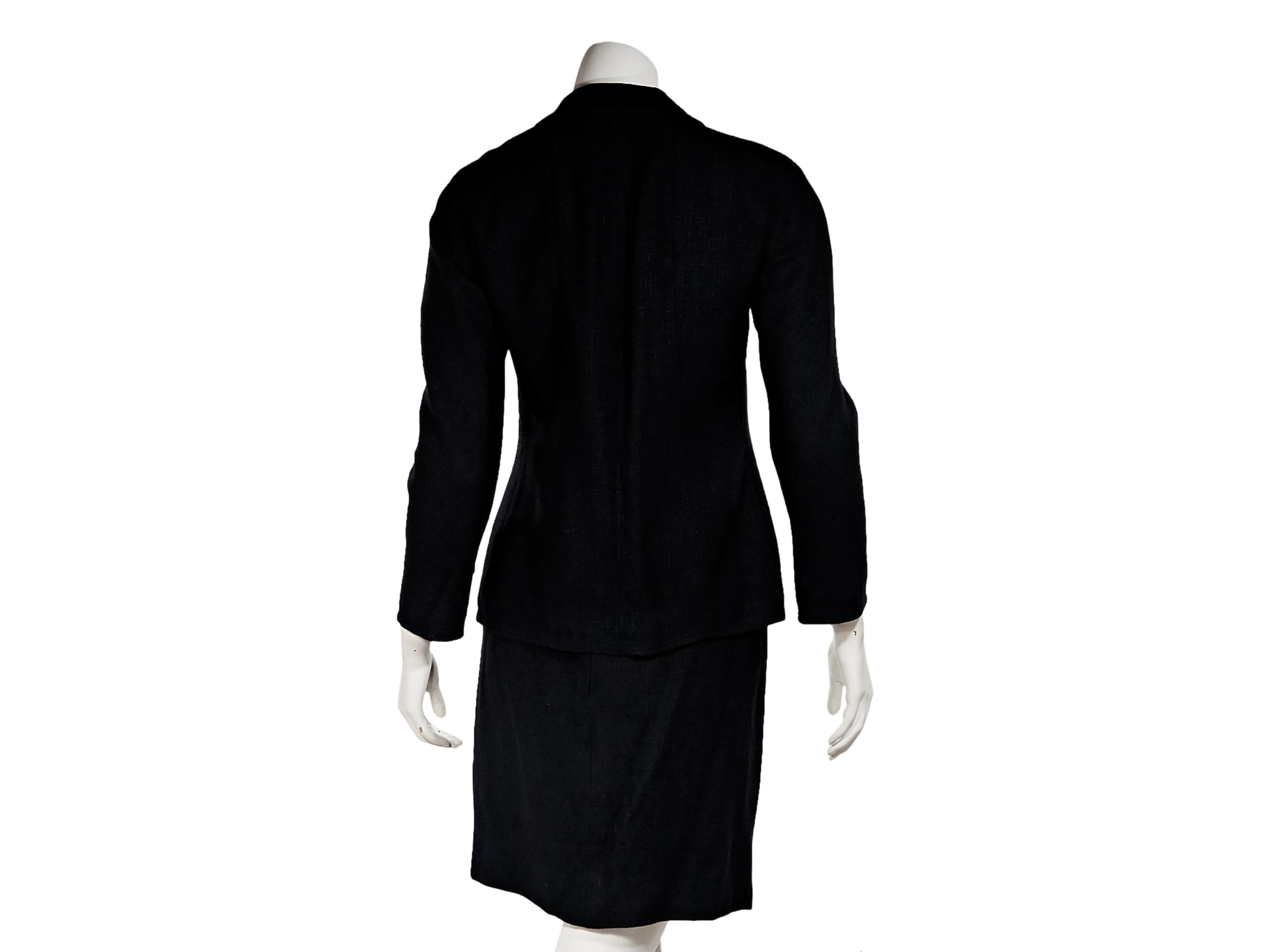 Black Vintage Chanel Linen-Blend Skirt Suit Set In Good Condition In New York, NY