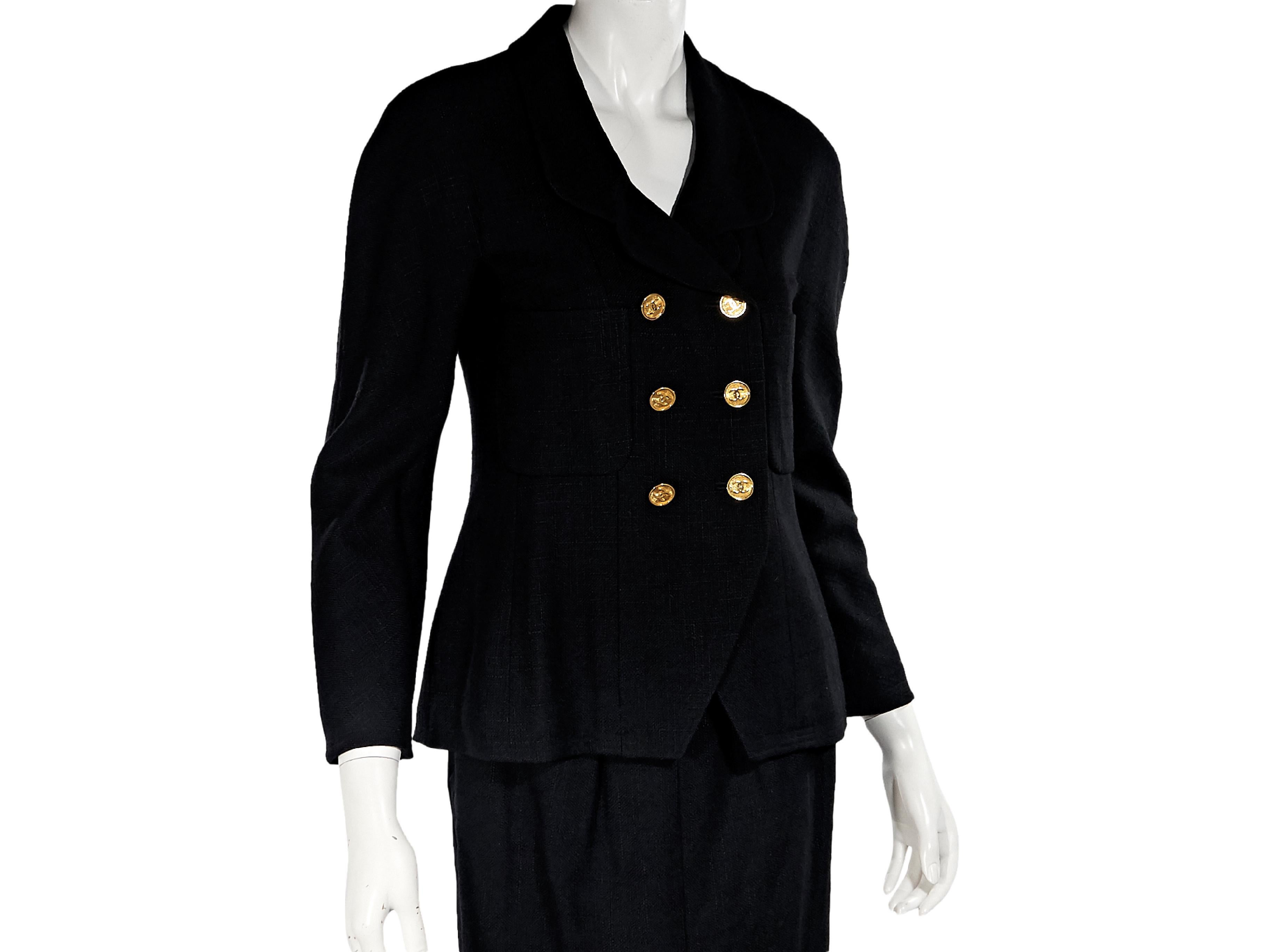 Women's Black Vintage Chanel Linen-Blend Skirt Suit Set