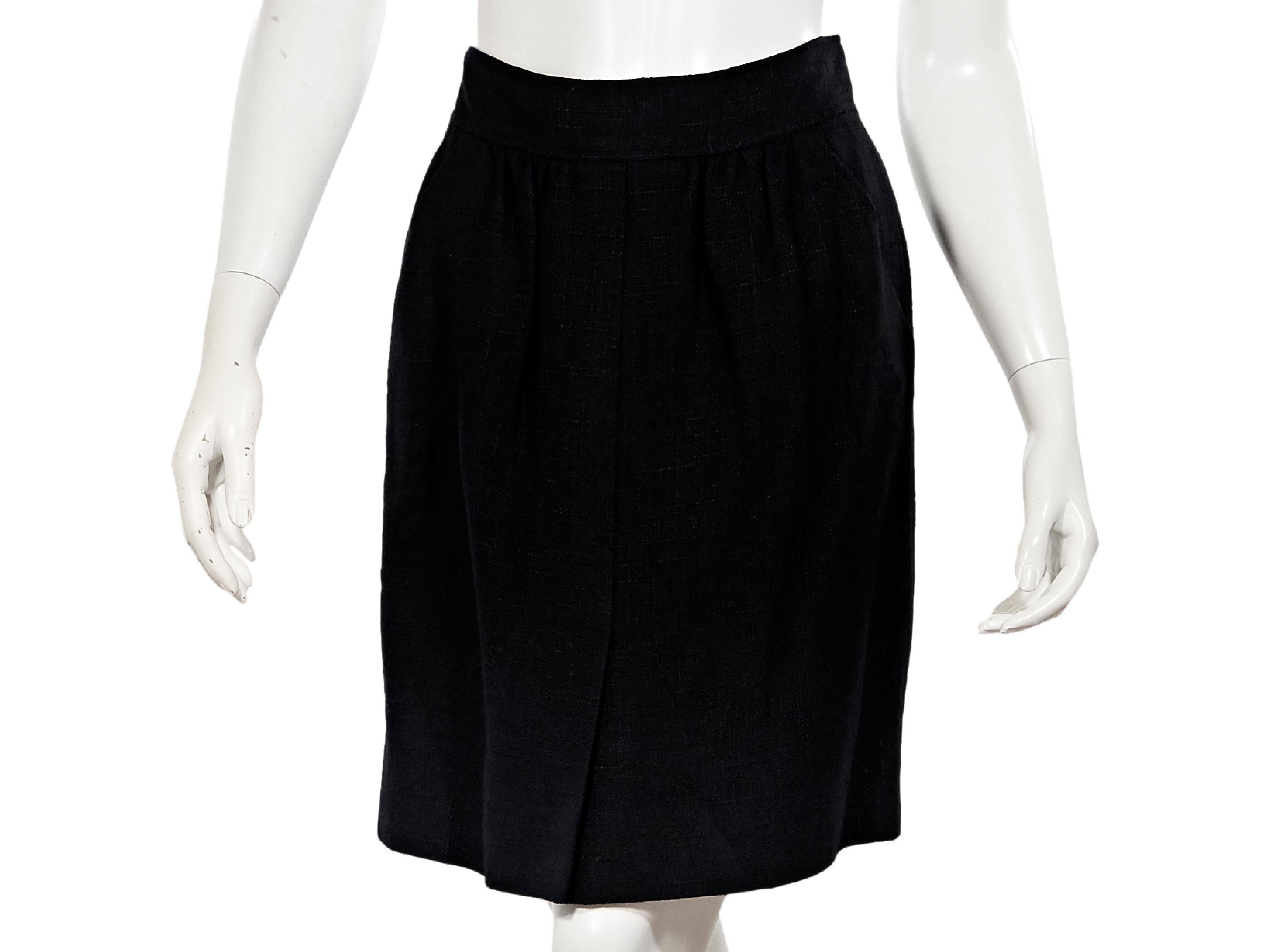 Black Vintage Chanel Linen-Blend Skirt Suit Set 1