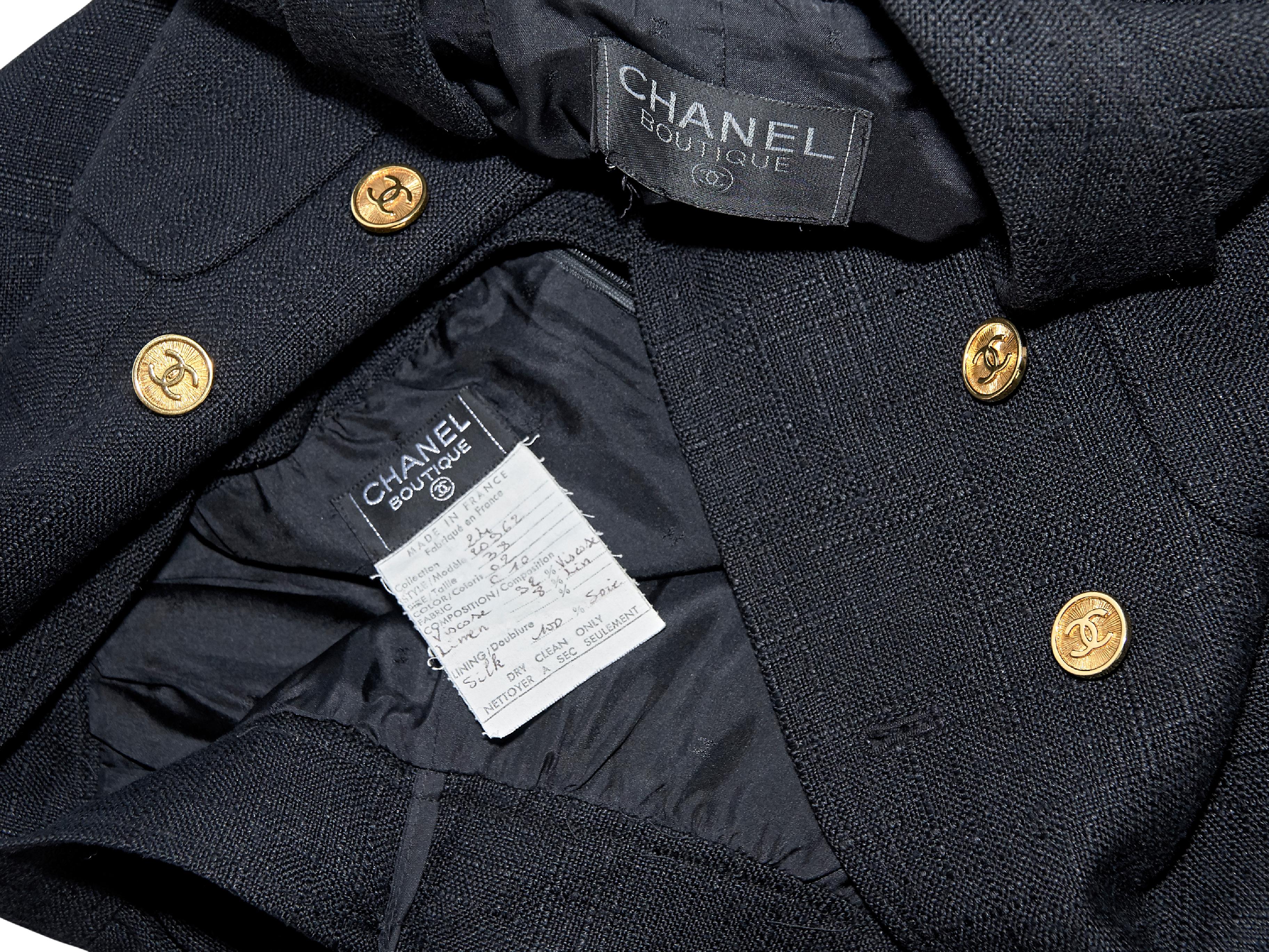 Black Vintage Chanel Linen-Blend Skirt Suit Set 2
