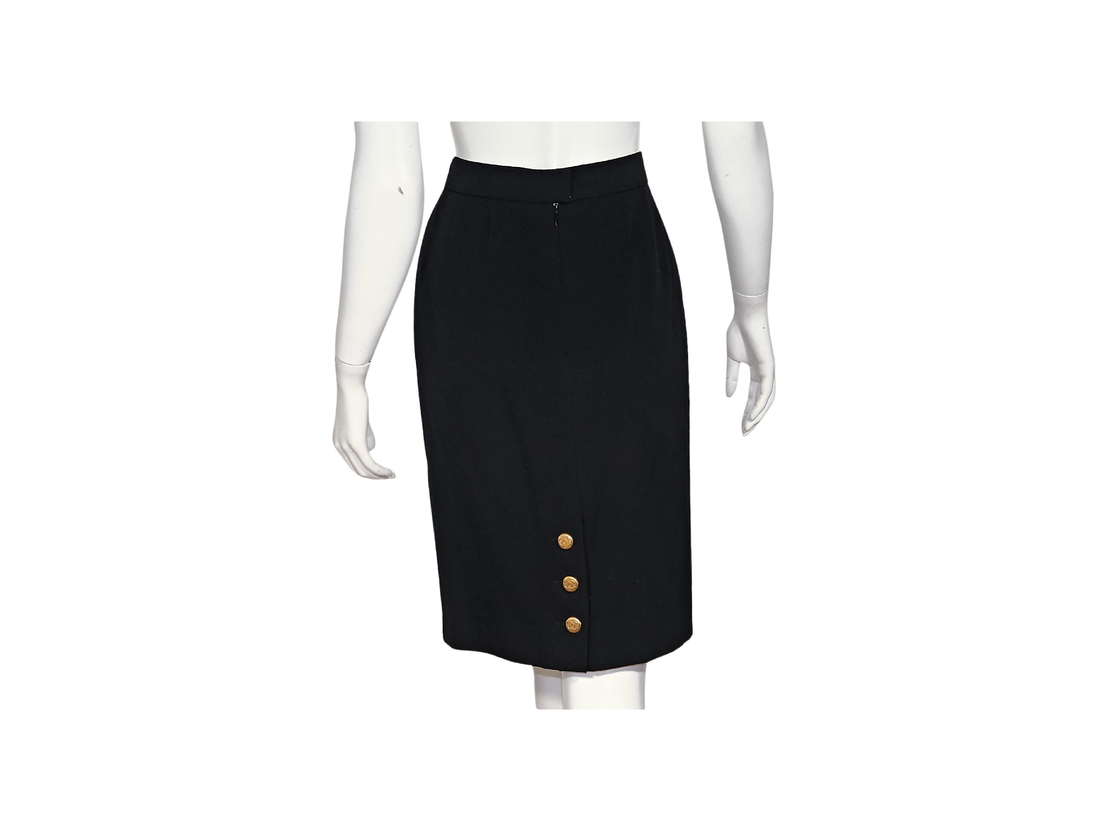 Black Vintage Chanel Wool Pencil Skirt In Good Condition In New York, NY