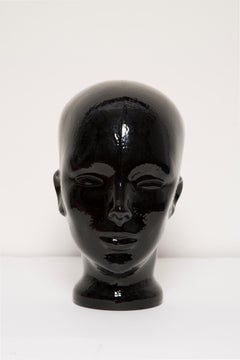 Black Vintage Decorative Mannequin Glass Head Sculpture, 1970s, Germany
