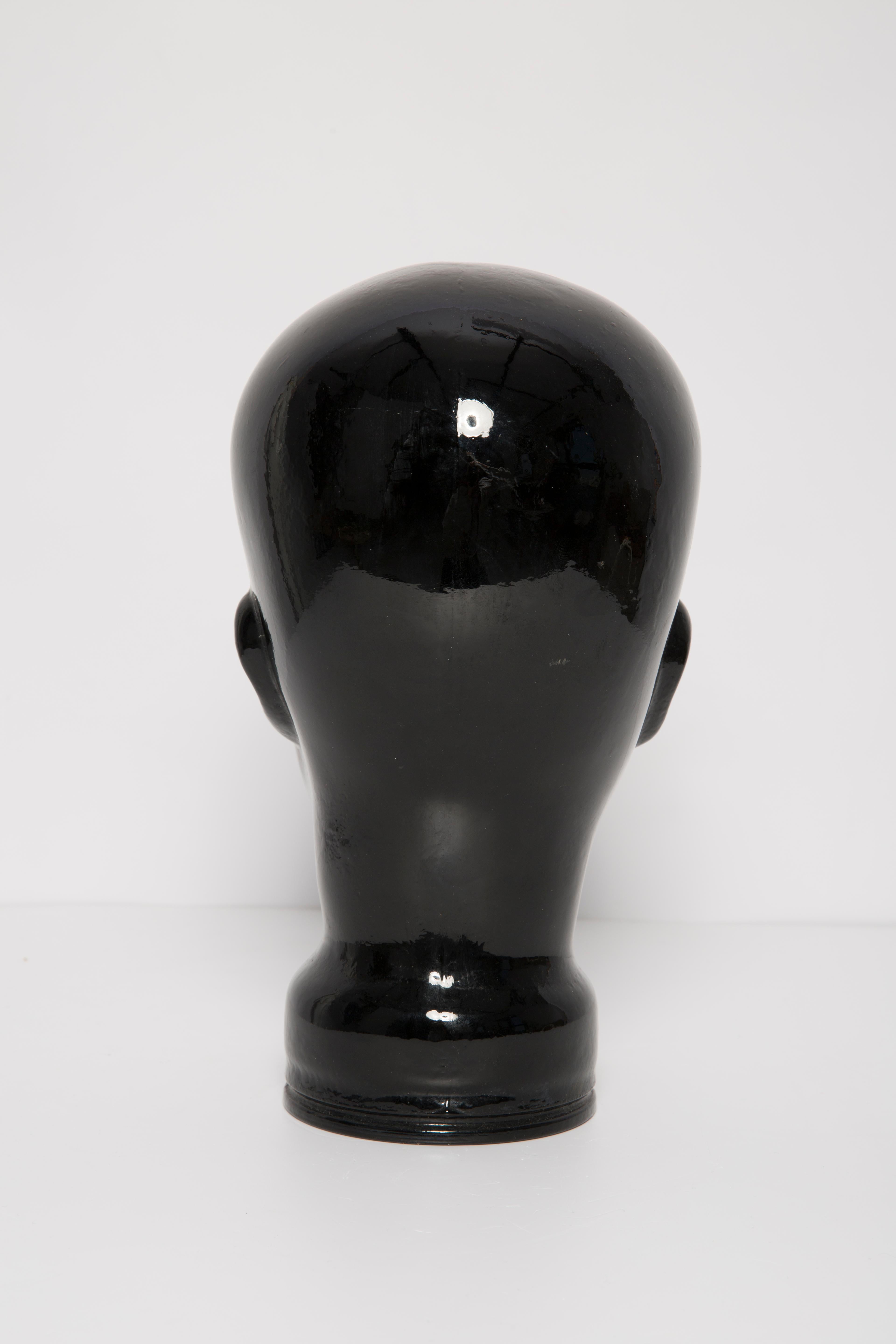 Black Vintage Decorative Mannequin Glass Head Sculpture, 1970s, Germany 1