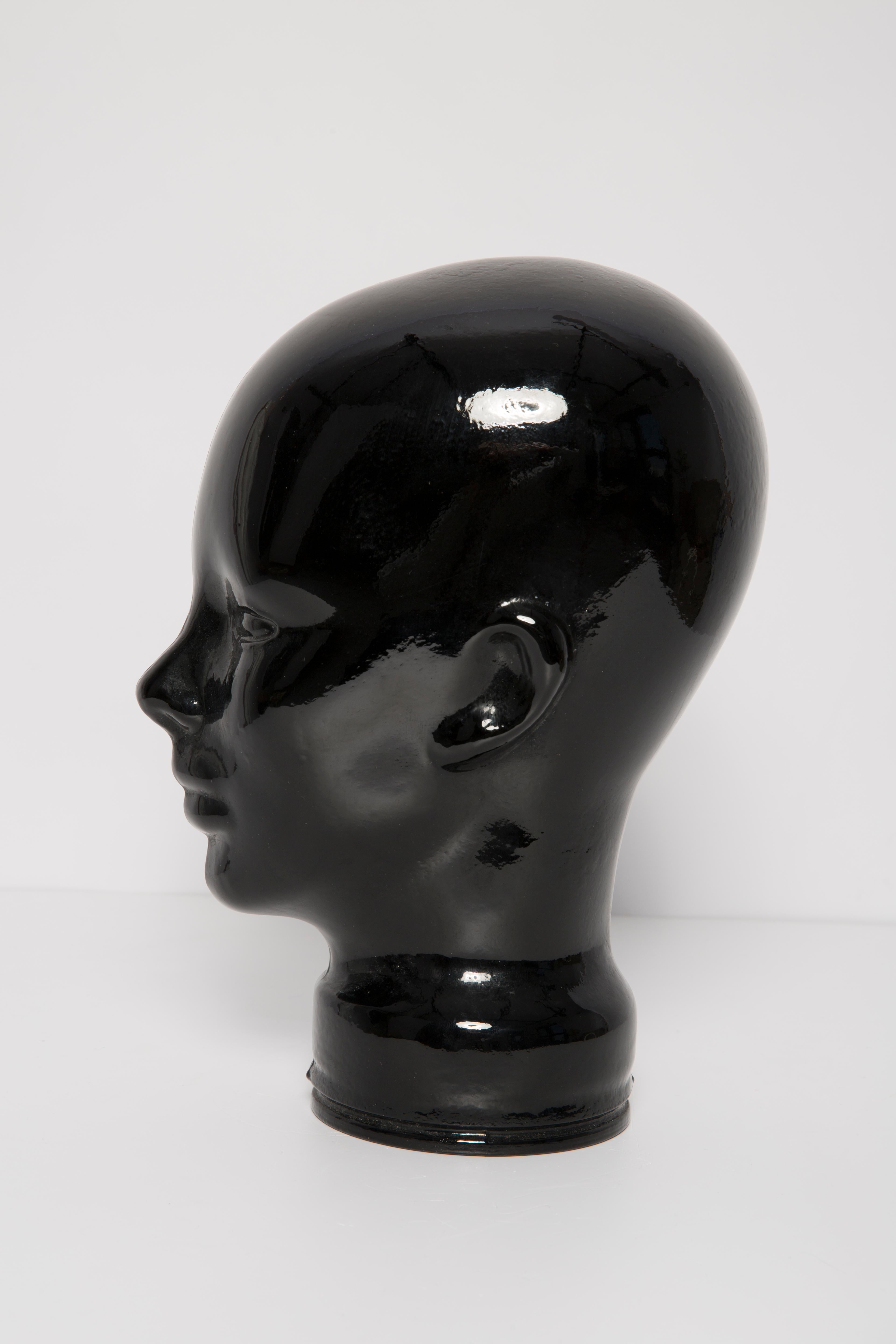 Black Vintage Decorative Mannequin Glass Head Sculpture, 1970s, Germany 2