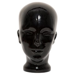 Black Vintage Decorative Mannequin Glass Head Sculpture, 1970s, Germany