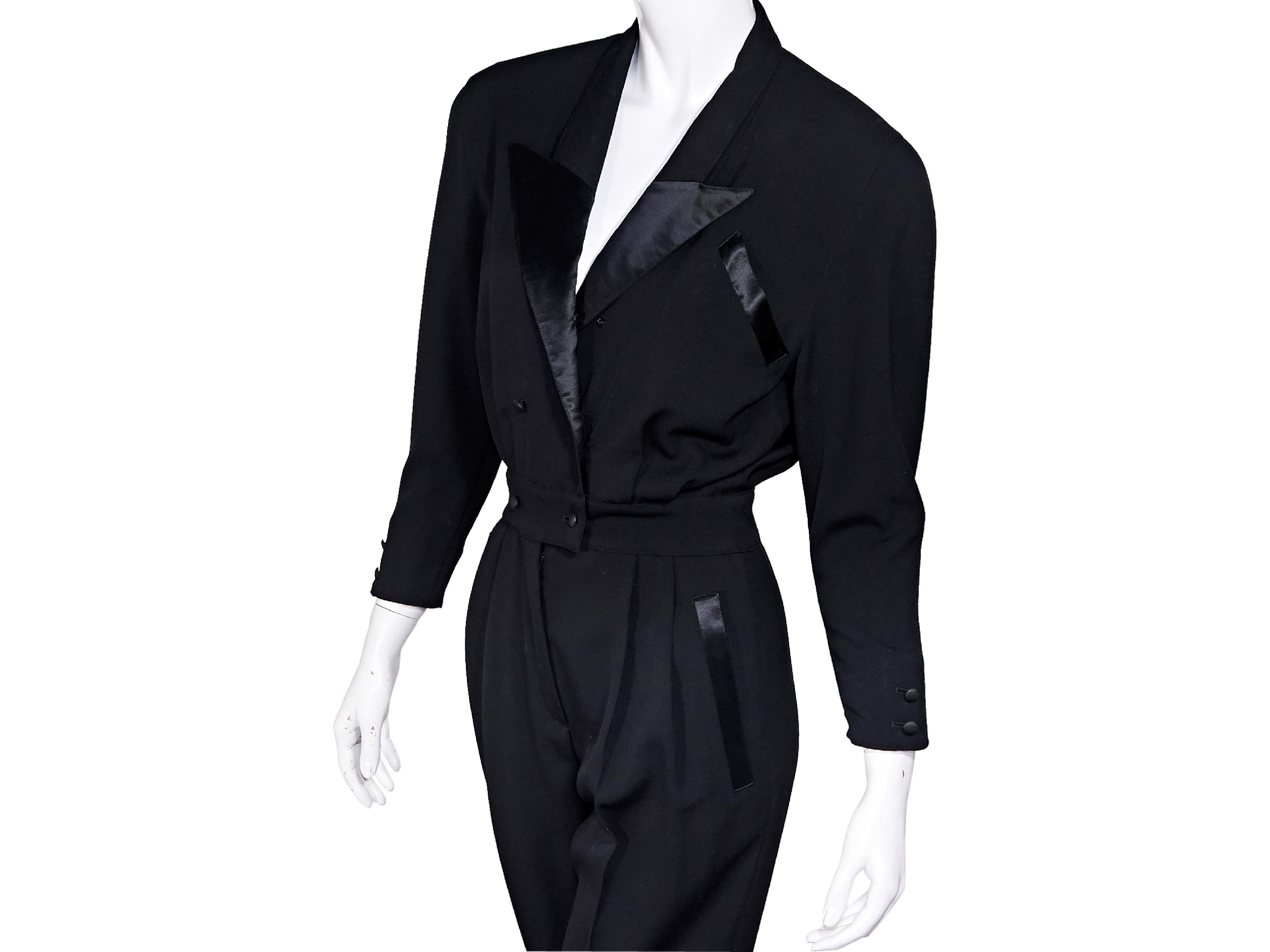 Black Vintage Escada Wool Tuxedo Jumpsuit In Good Condition In New York, NY