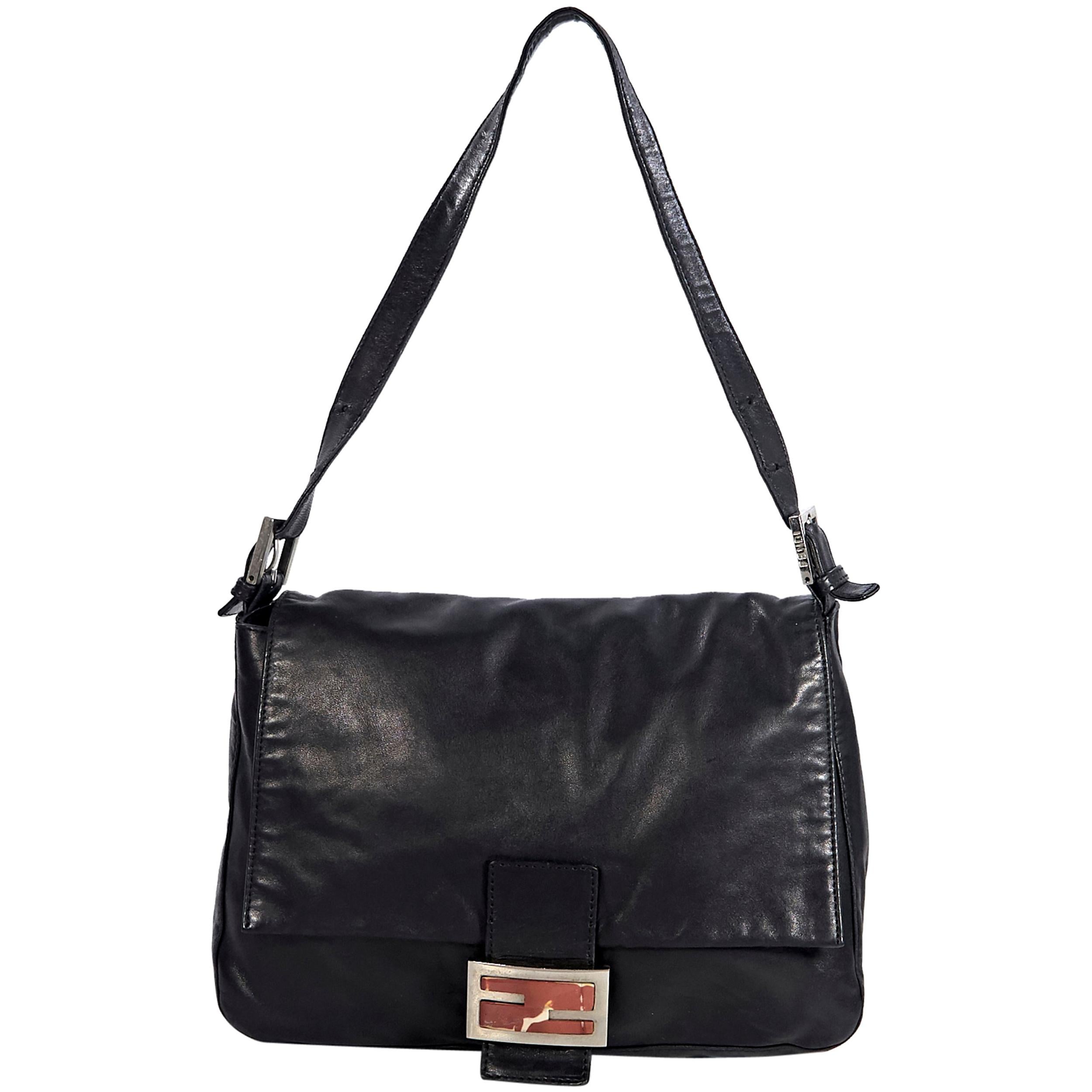 Black Vintage Fendi Leather Mama Forever Bag