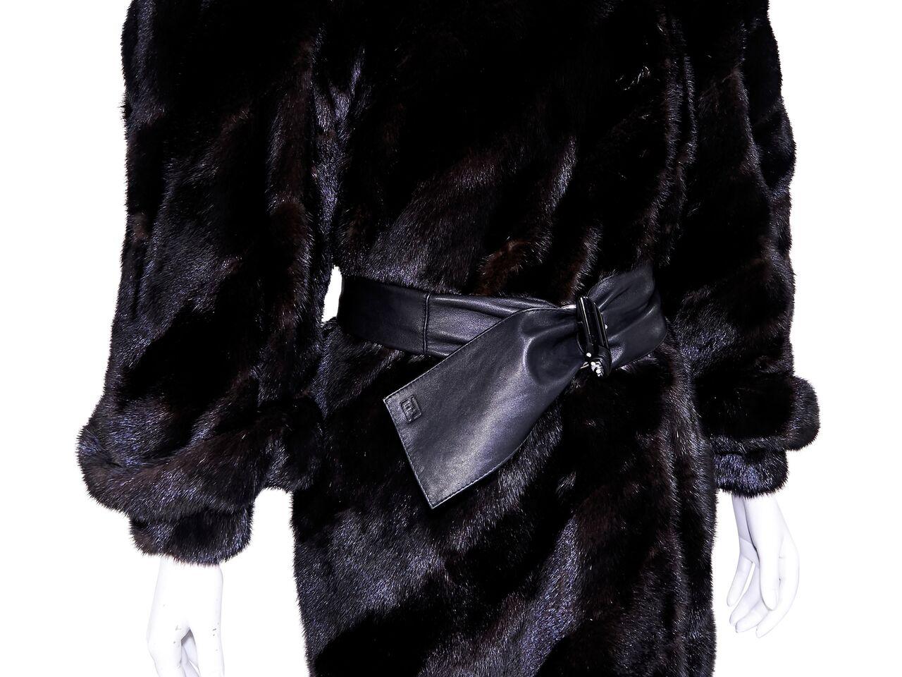 Black Vintage Fendi Mink Fur Long Coat In Good Condition In New York, NY