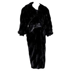 Black Retro Fendi Mink Fur Long Coat