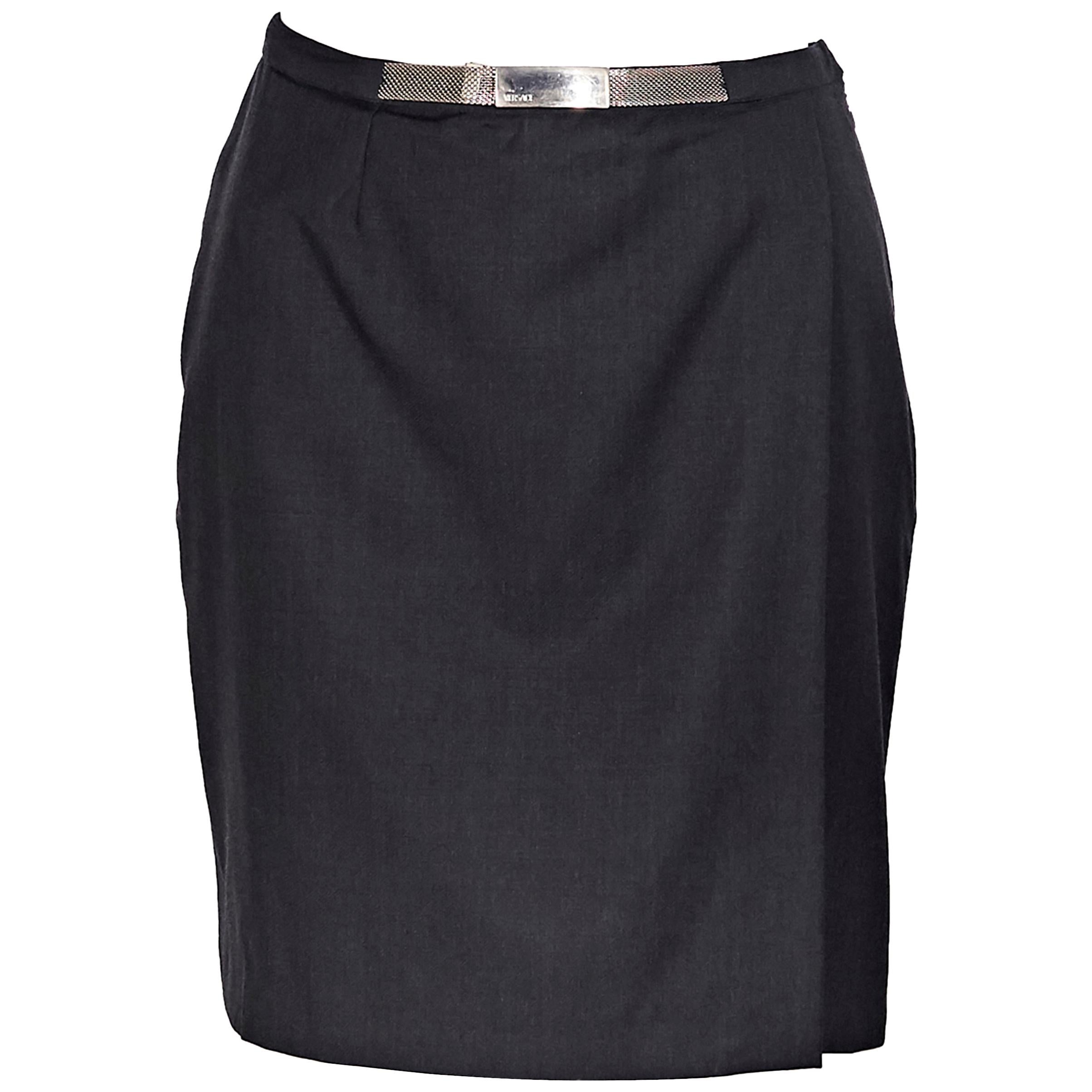 Gianni Versace Couture Black Wool Mini Skirt