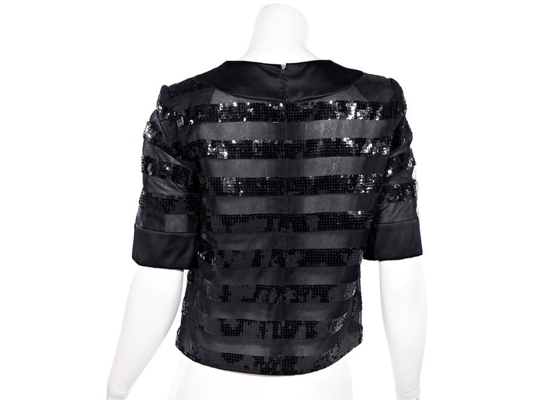 Black Vintage Givenchy Sequined Striped Top For Sale at 1stDibs