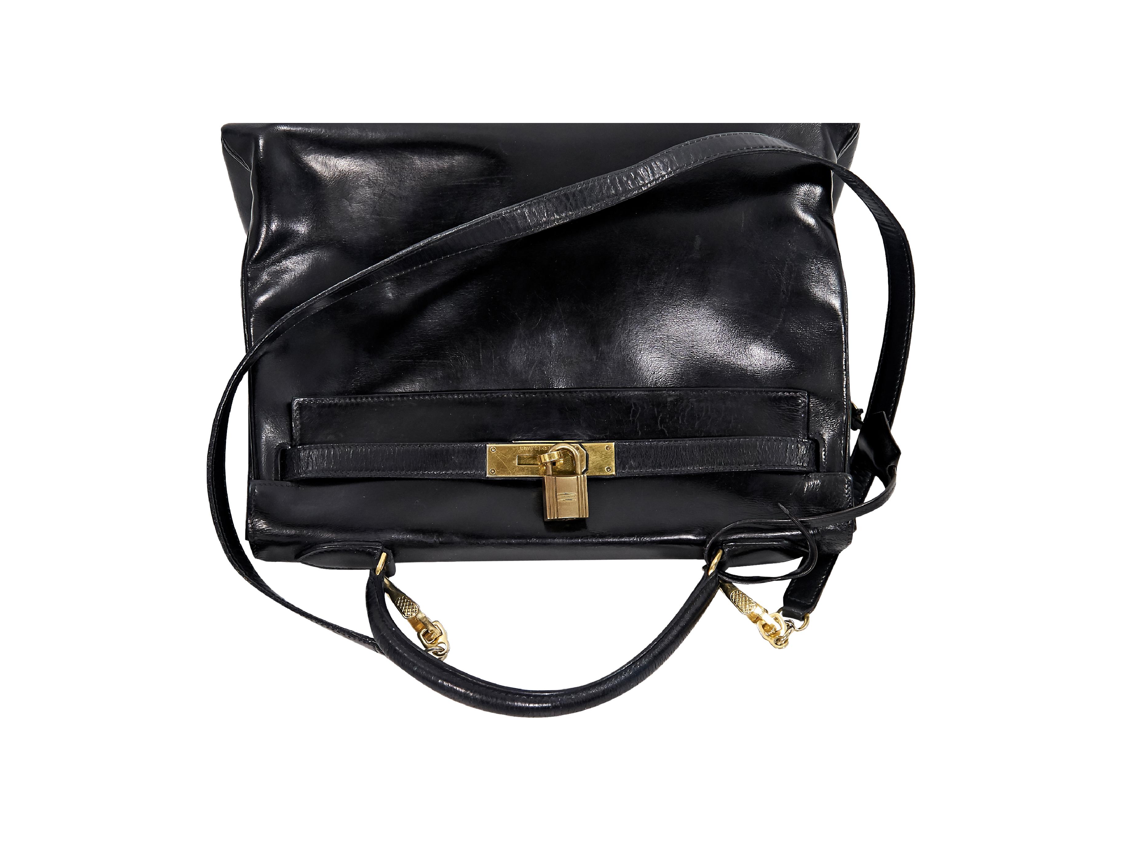 Women's Black Vintage Hermes Leather Kelly 32 Satchel