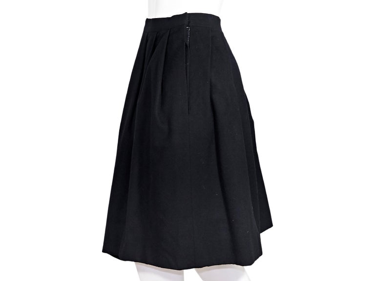 Black Vintage Hermes Wool Pleated Skirt For Sale at 1stDibs