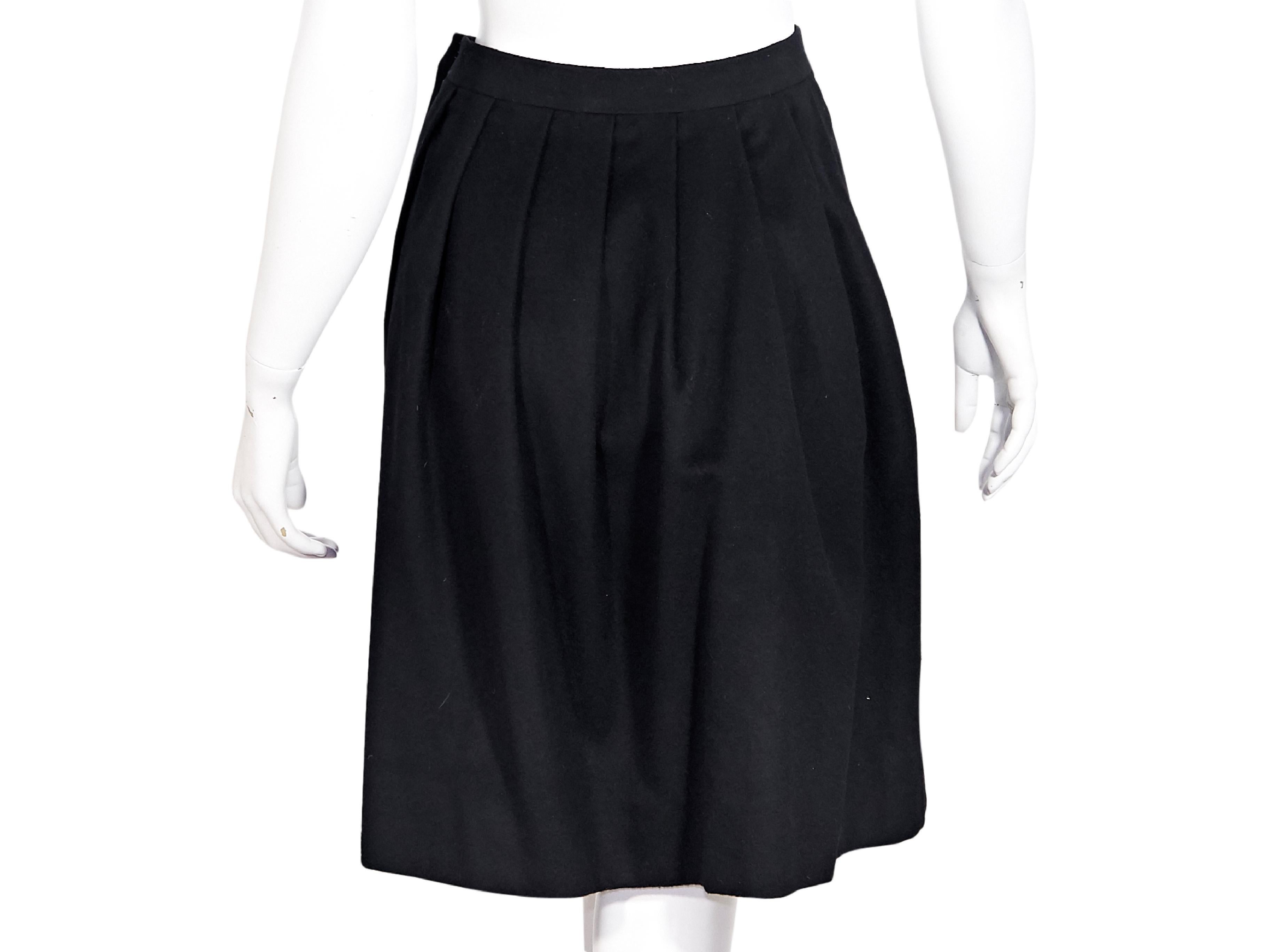 Black Vintage Hermes Wool Pleated Skirt In Good Condition In New York, NY