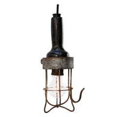 Black Vintage Industrial Wooden Handle Work Inspection Lamp