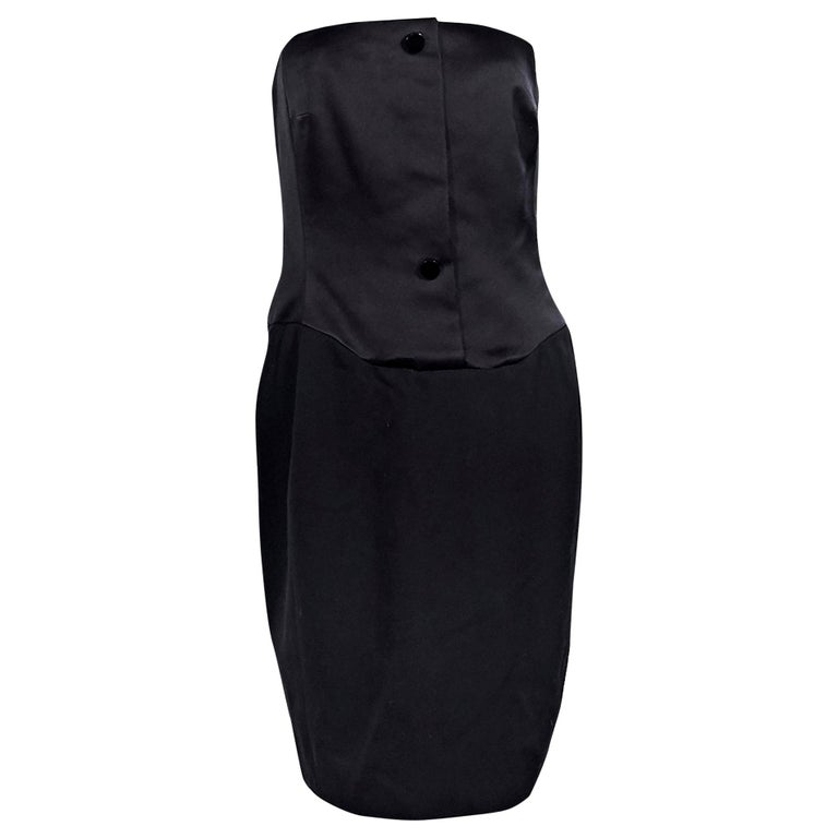 Black Vintage Jacqueline de Ribes Strapless Dress For Sale at 1stdibs