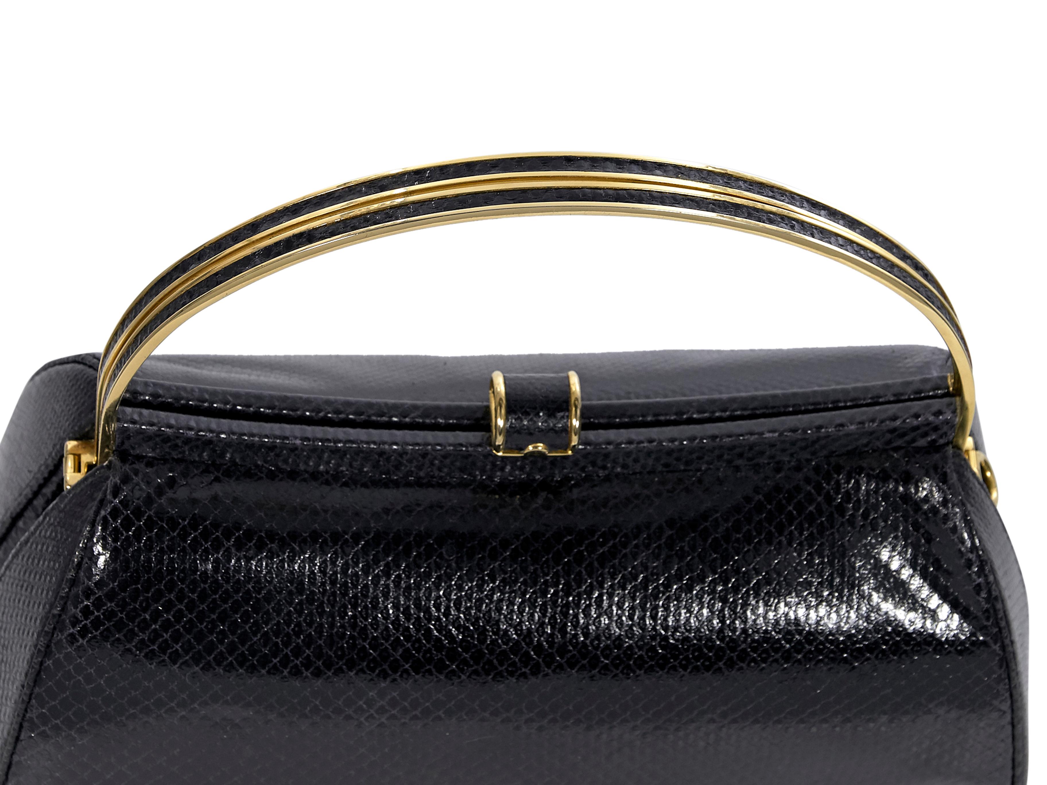Women's Judith Leiber Black Leather Snakeskin Handbag
