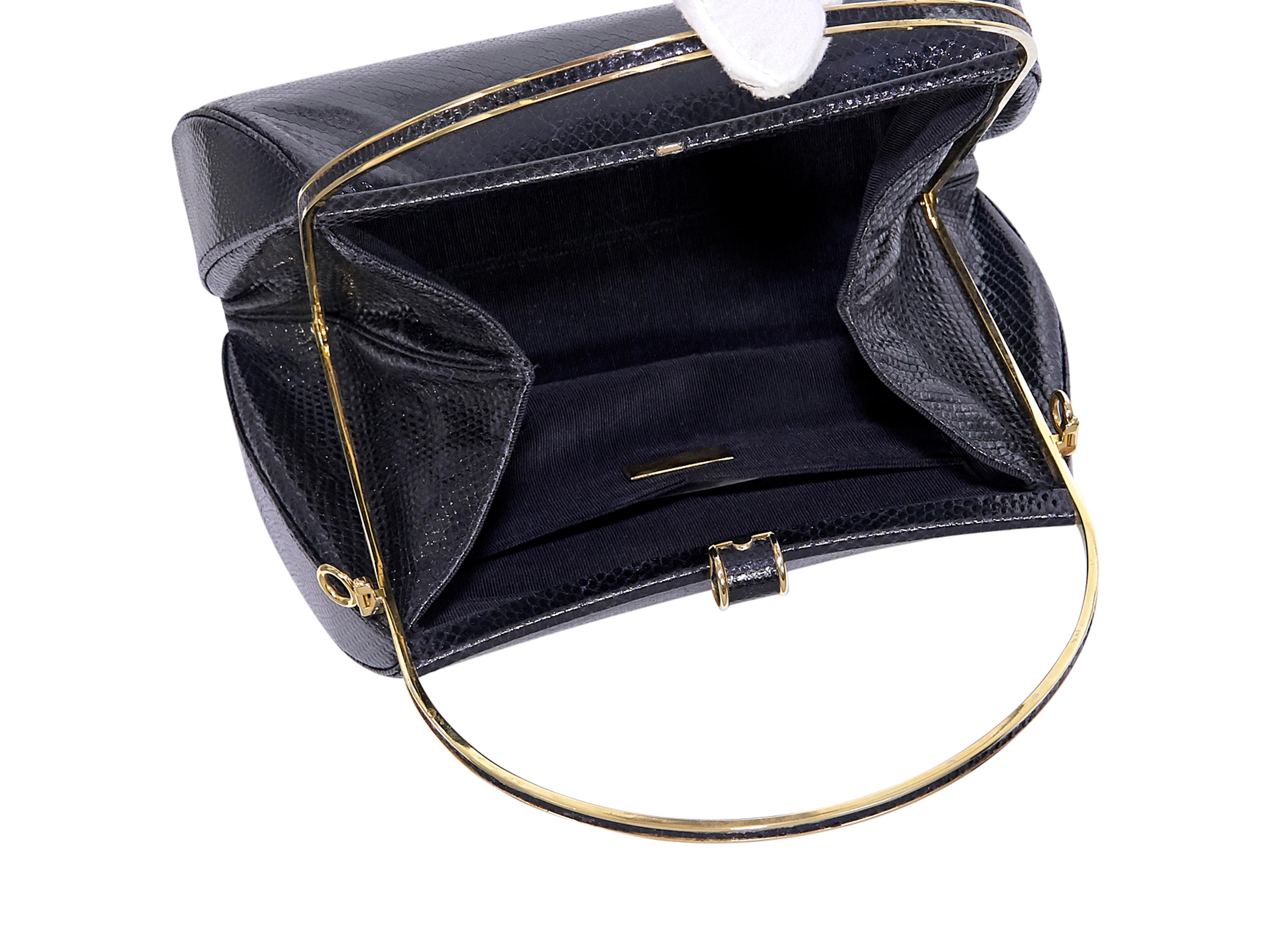 Judith Leiber Black Leather Snakeskin Handbag 1