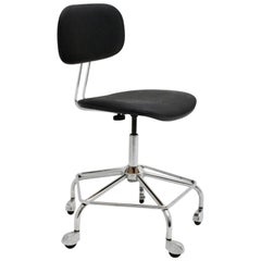 Black Vintage Mid-Century Modern Egon Eiermann Swiveling Desk Chair 1950 Germany
