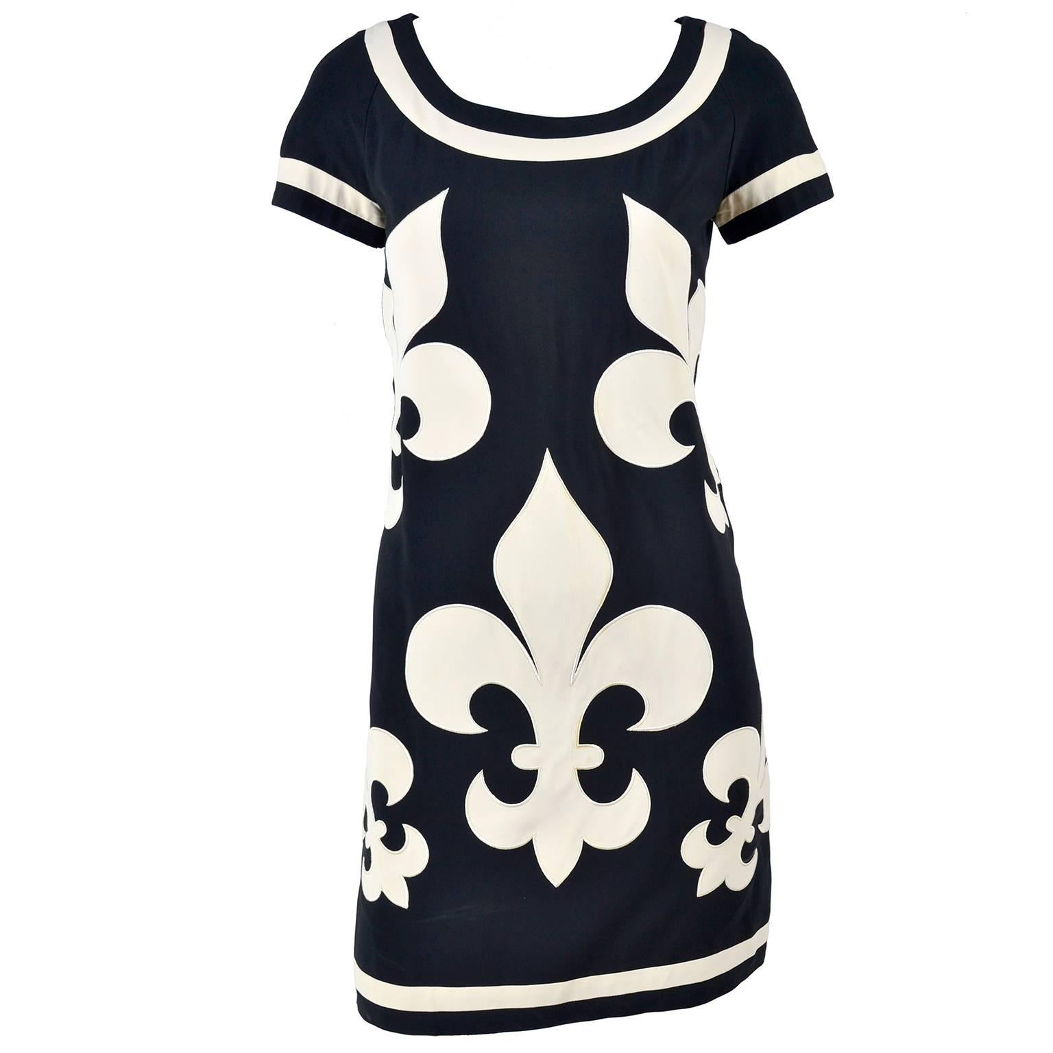 1989 Vintage Moschino Couture Cruise Me Baby Dress in Bold Fleur de Lis Print