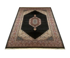 Black Vintage Rug, Geometric Rug Medallion Carpet, Home Interior Livingroom Rug